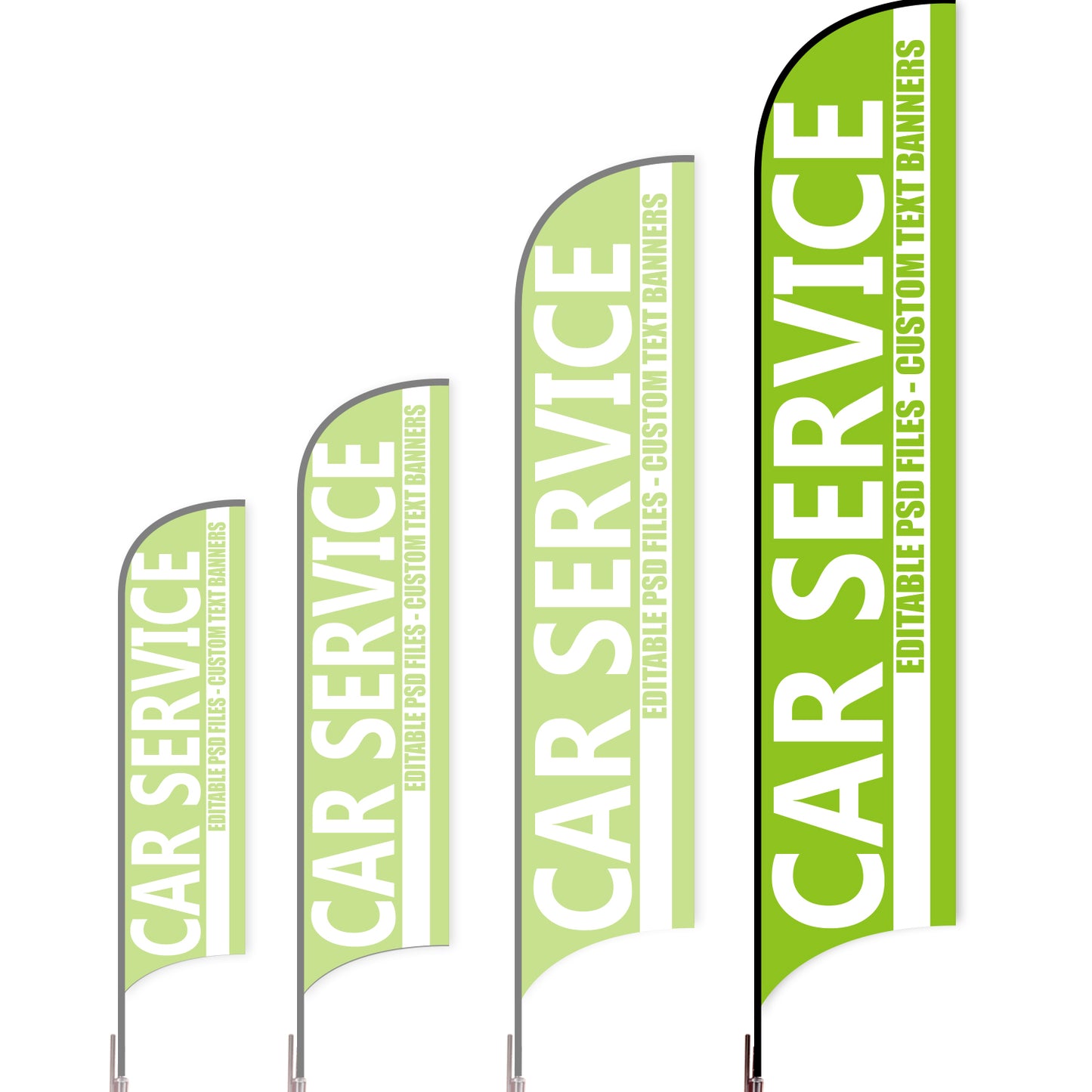 Sharkfin Flag - Doule Sided - Car Service-XL-Green-Flag Menu