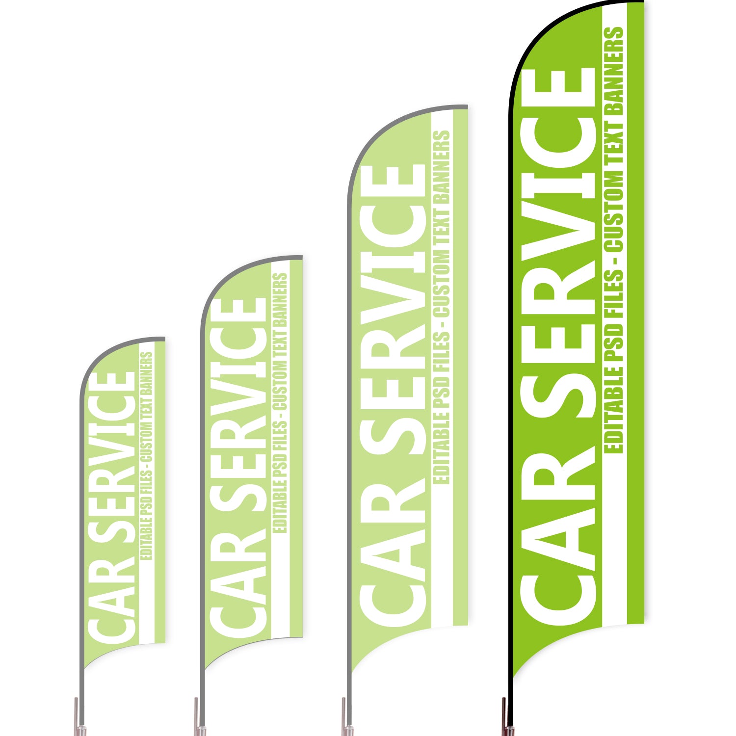 Sharkfin Flag - Doule Sided - Car Service-XL-Green-Flag Menu