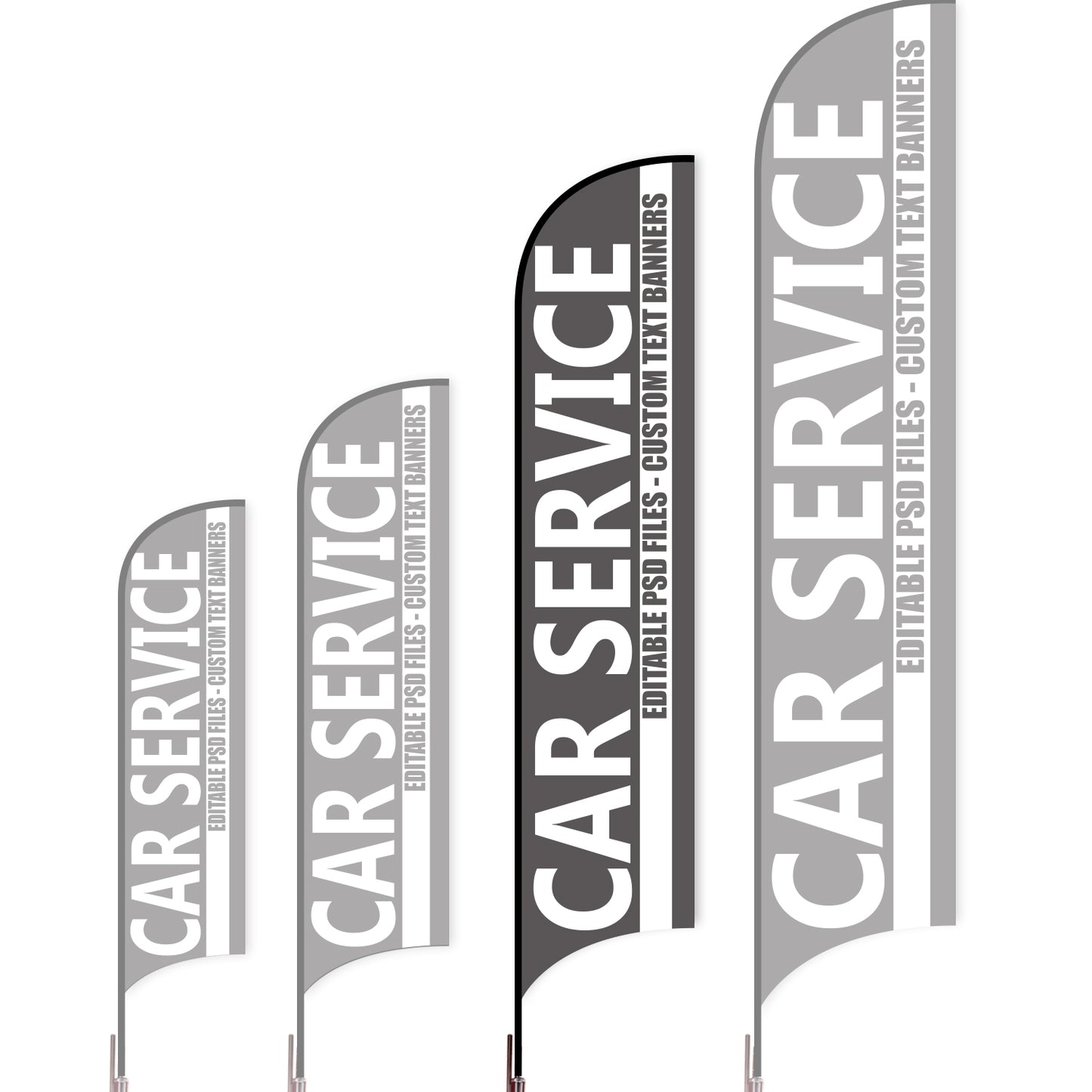 Sharkfin Flag - Doule Sided - Car Service-L(Suggestion)-Grey-Flag Menu