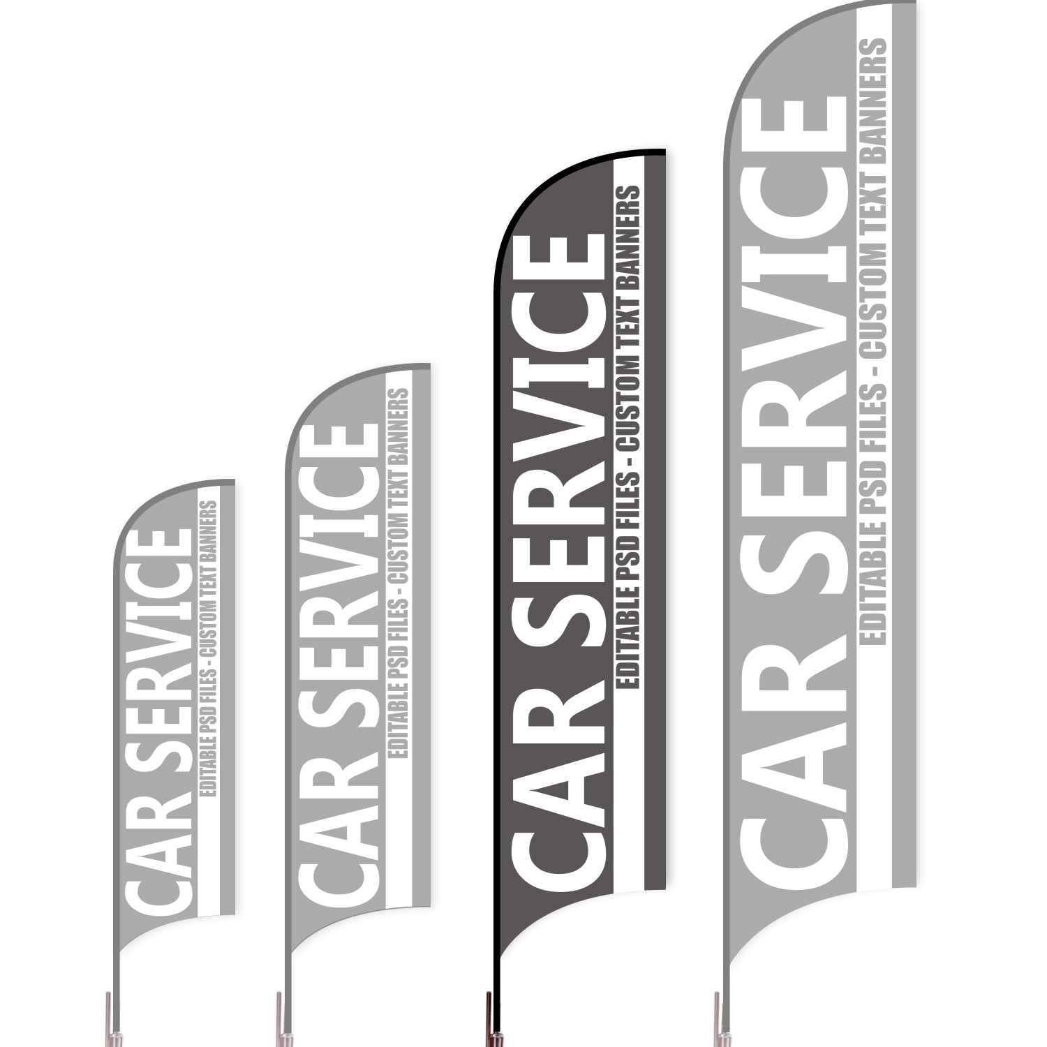 Sharkfin Flag - Doule Sided - Car Service-L(Suggestion)-Grey-Flag Menu