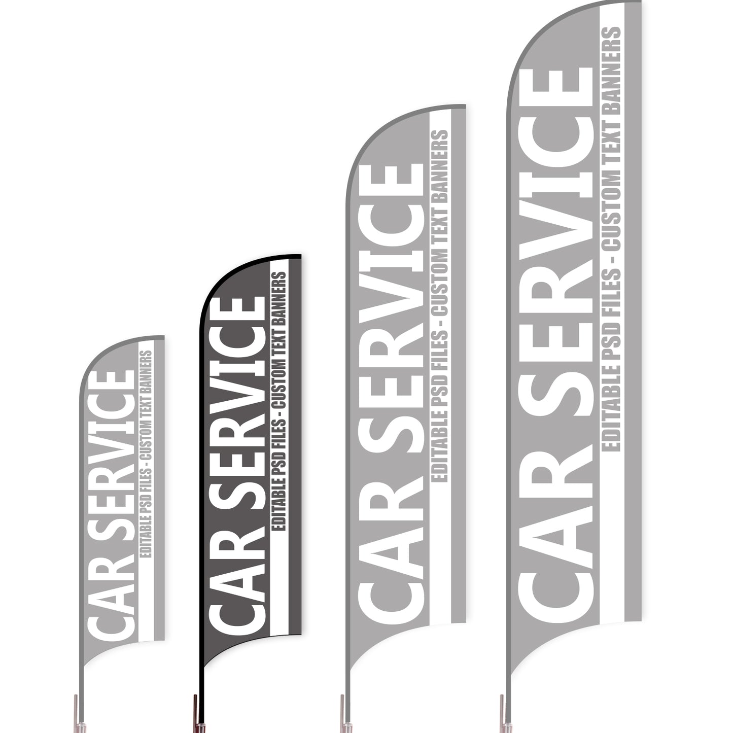Sharkfin Flag - Doule Sided - Car Service-M-Grey-Flag Menu