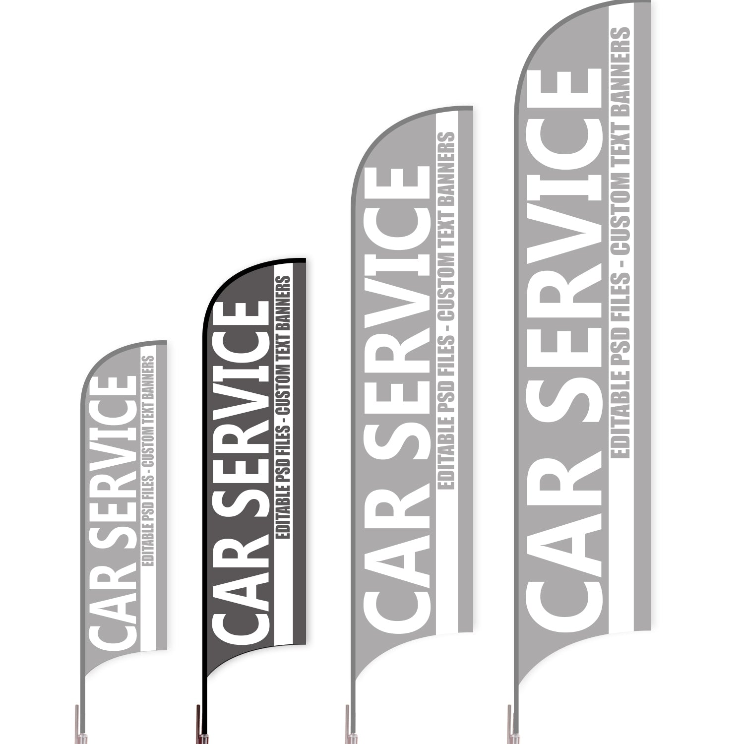 Sharkfin Flag - Doule Sided - Car Service-M-Grey-Flag Menu