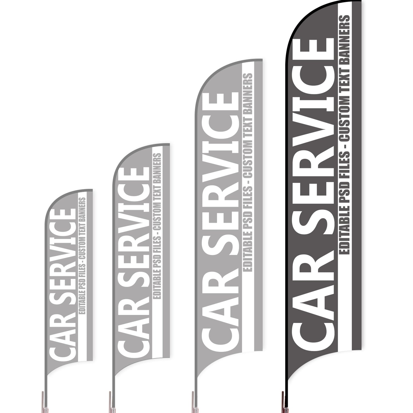 Sharkfin Flag - Doule Sided - Car Service-XL-Grey-Flag Menu