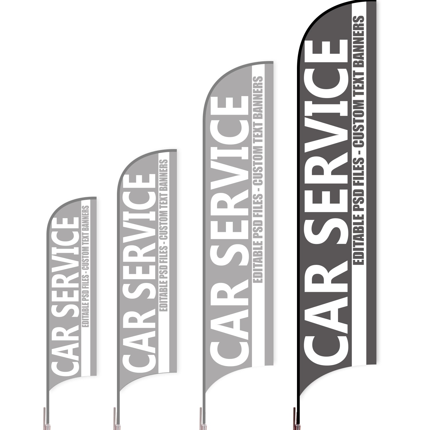 Sharkfin Flag - Doule Sided - Car Service-XL-Grey-Flag Menu
