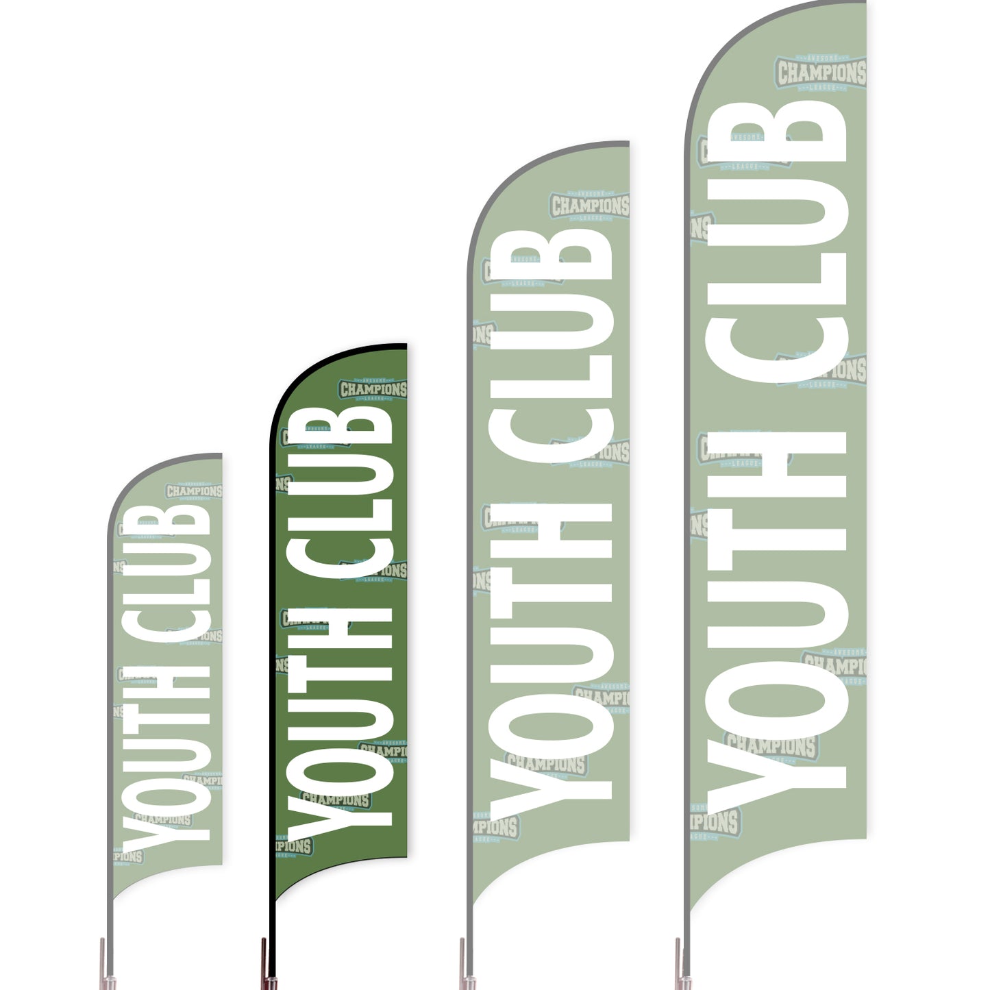 Sharkfin Flag - Doule Sided - Club-M-Green A-Flag Menu