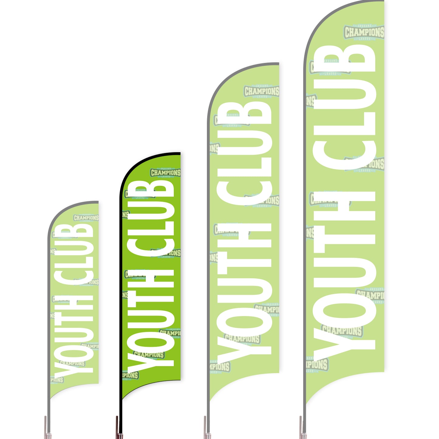Sharkfin Flag - Doule Sided - Club-M-Green B-Flag Menu