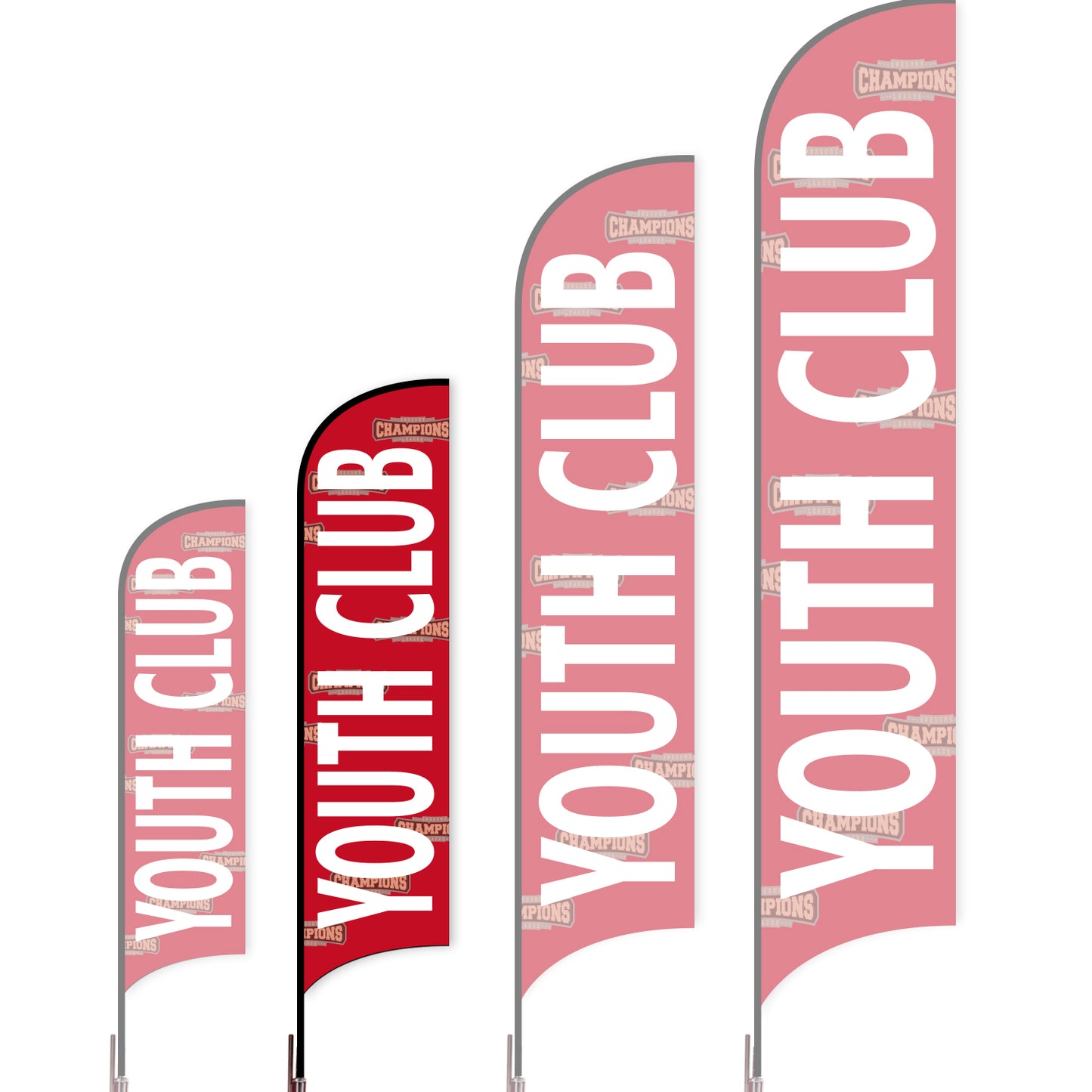 Sharkfin Flag - Doule Sided - Club-M-Red B-Flag Menu