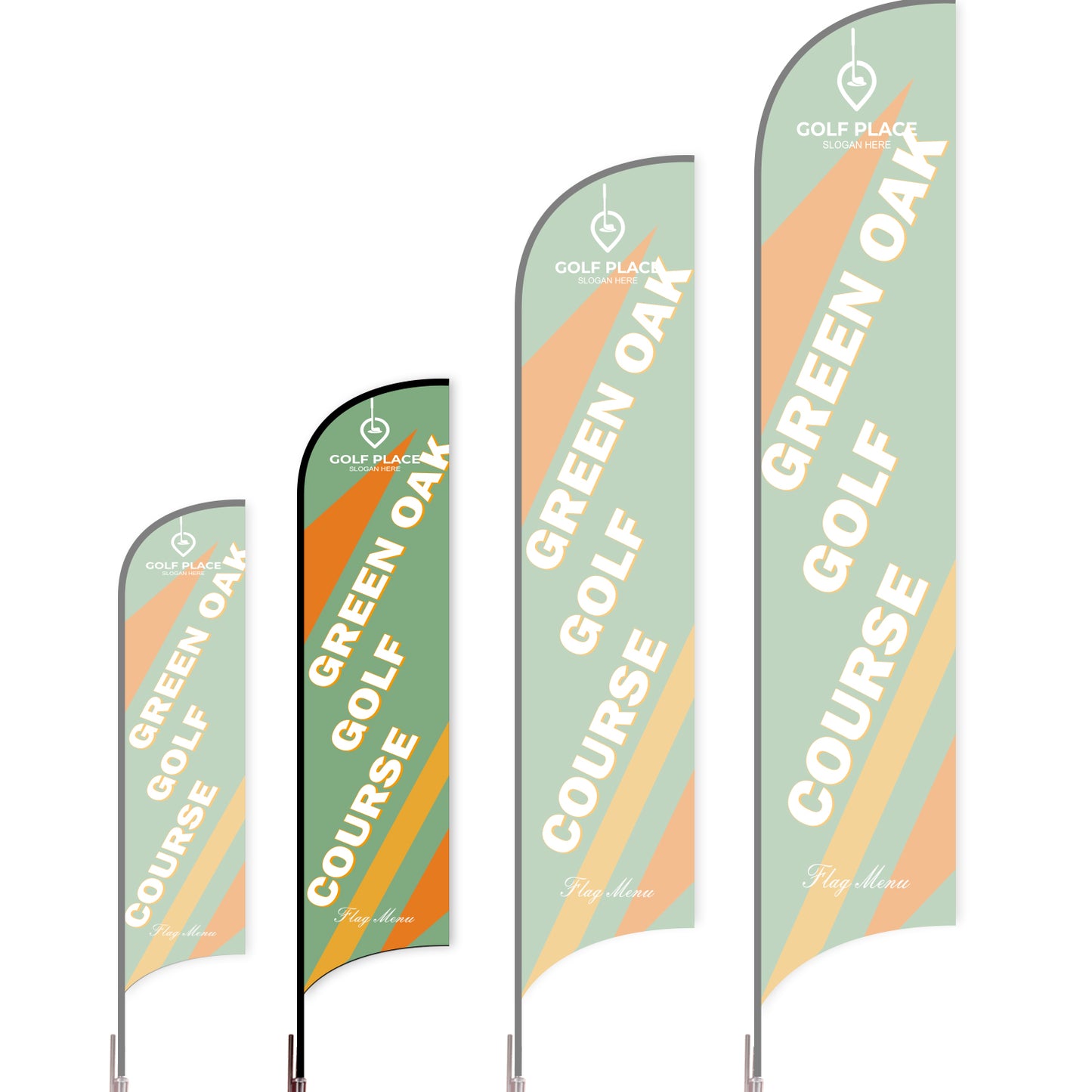 Sharkfin Flag - Doule Sided - Club-M-Green B-Flag Menu