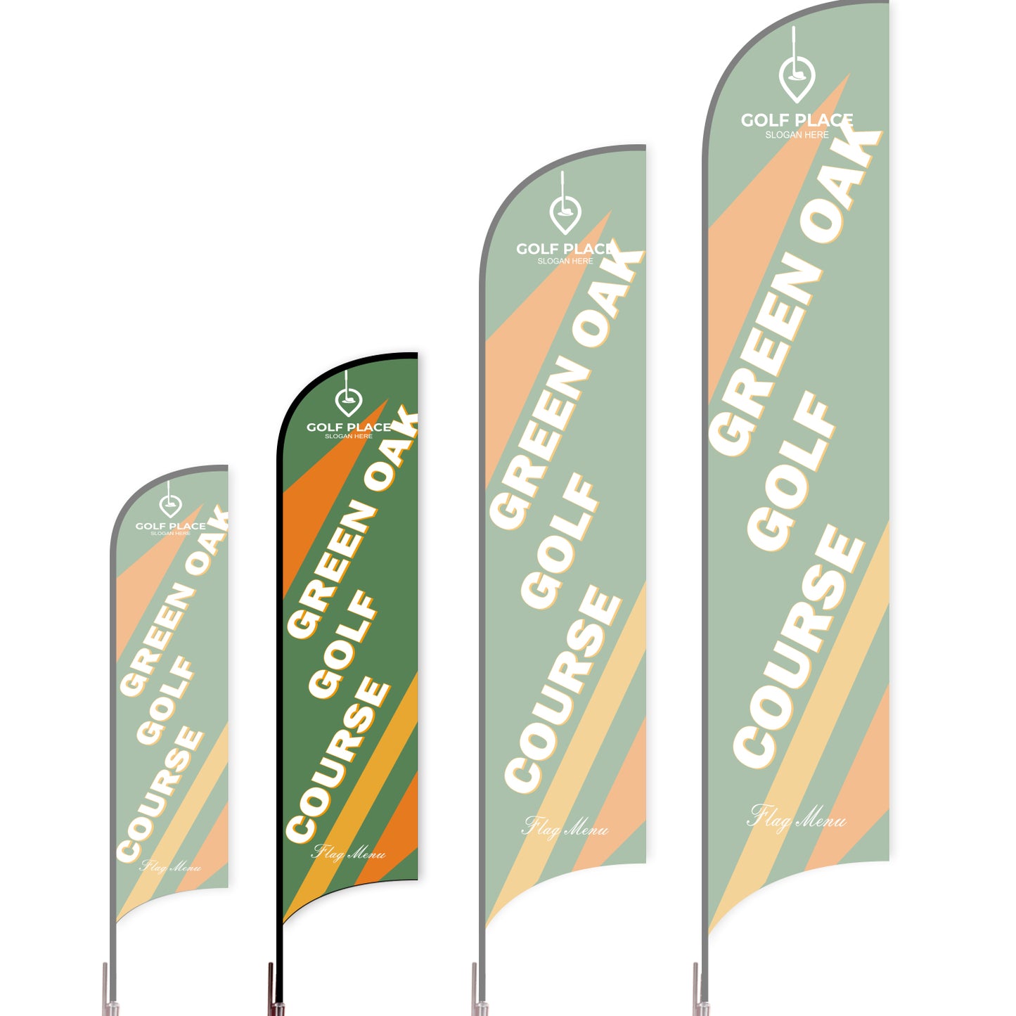 Sharkfin Flag - Doule Sided - Club-M-Green C-Flag Menu