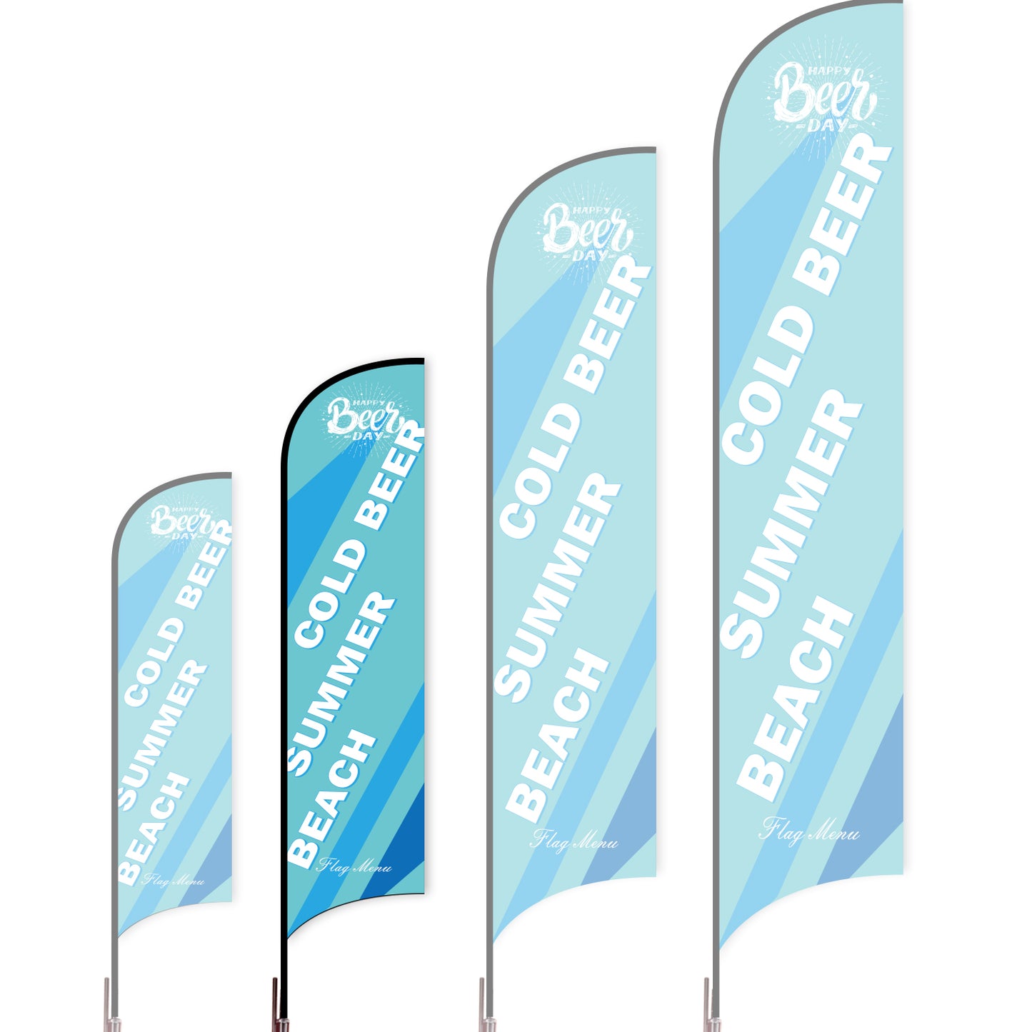 Sharkfin Flag - Doule Sided - Beer-M-Blue A-Flag Menu