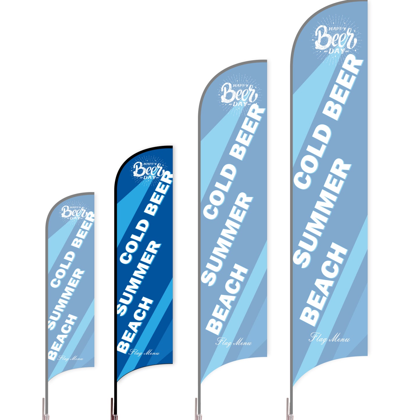 Sharkfin Flag - Doule Sided - Beer-M-Blue C-Flag Menu