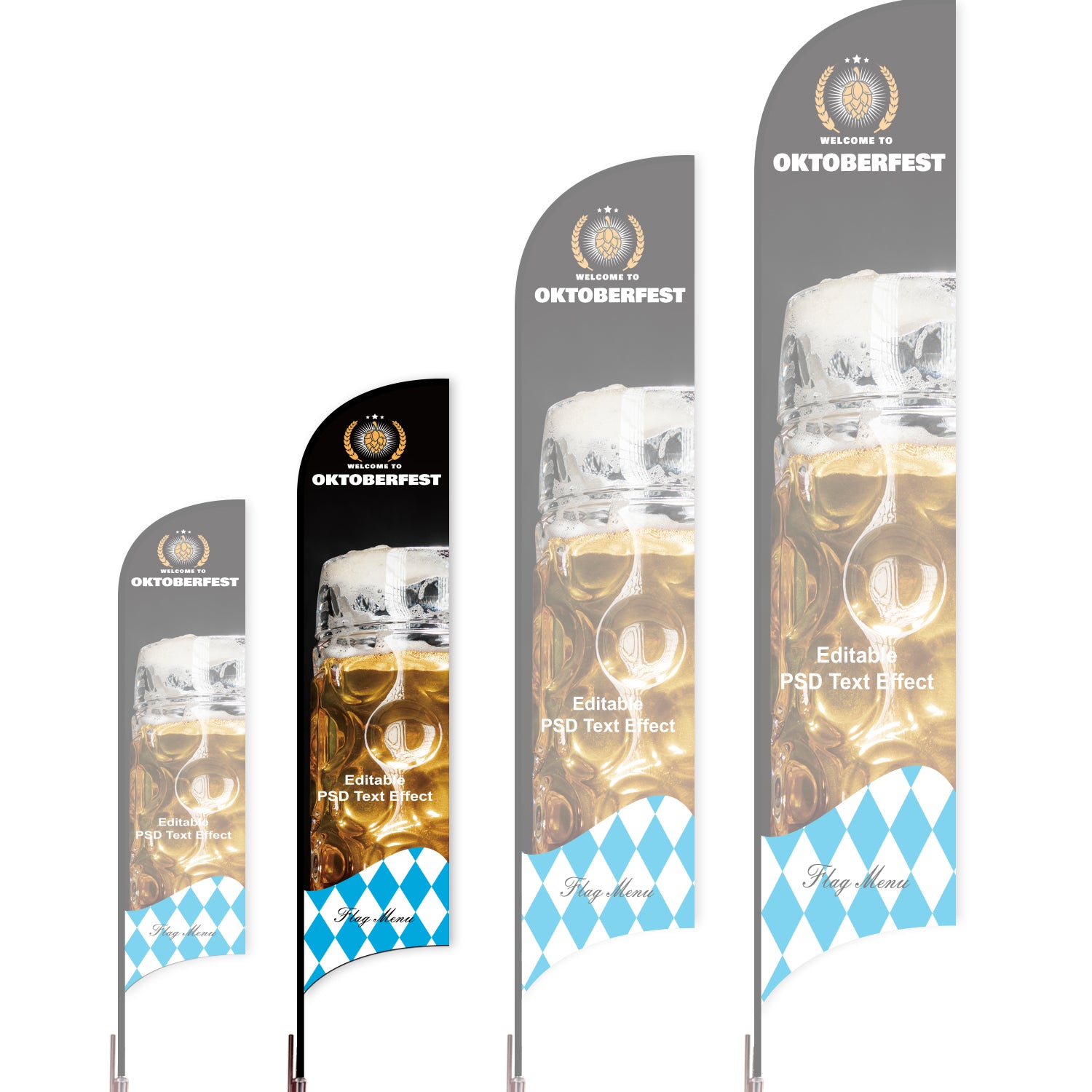 Sharkfin Flag - Doule Sided - OKTOBERFEST-M-Editable PSD Files-Flag Menu