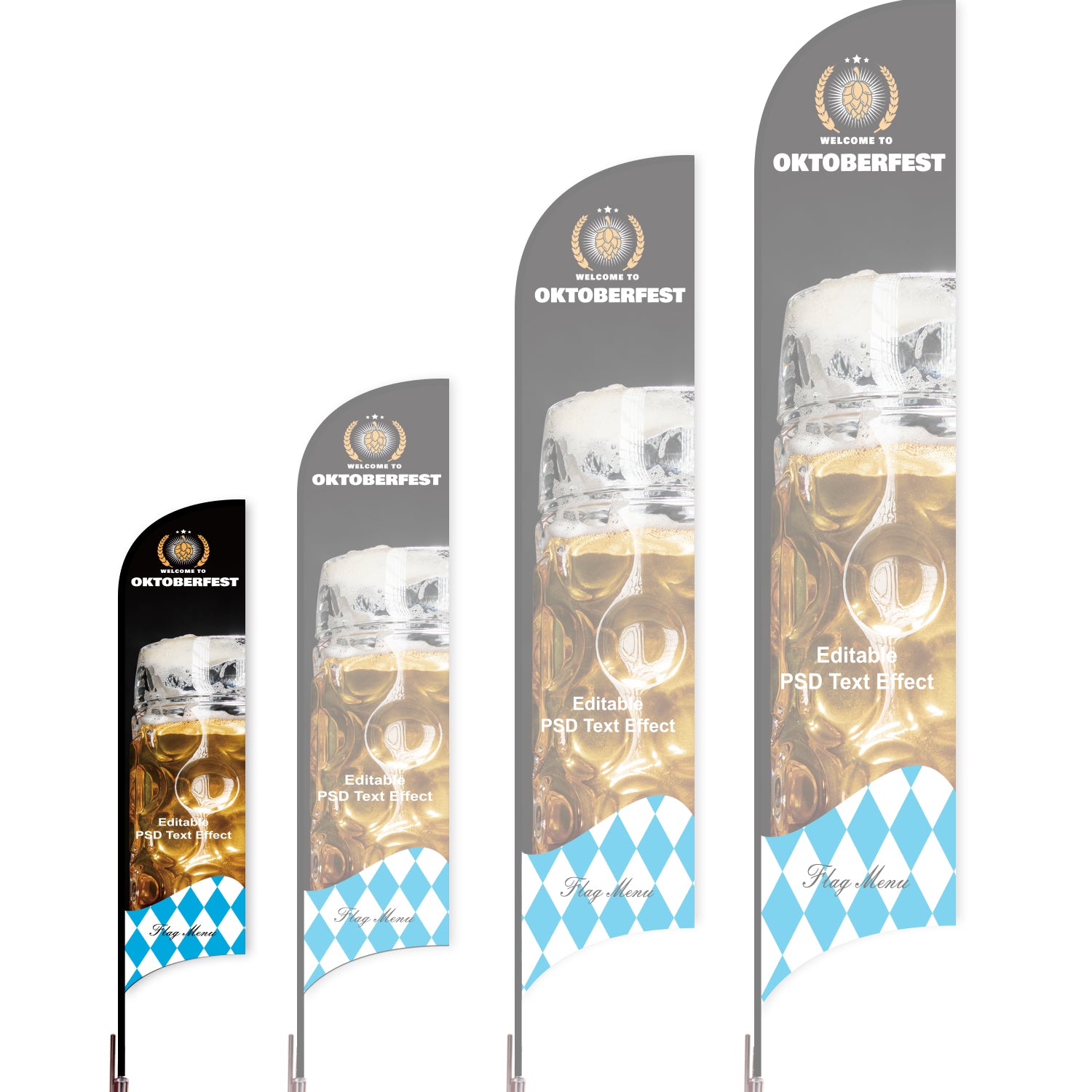 Sharkfin Flag - Doule Sided - OKTOBERFEST-S-Editable PSD Files-Flag Menu