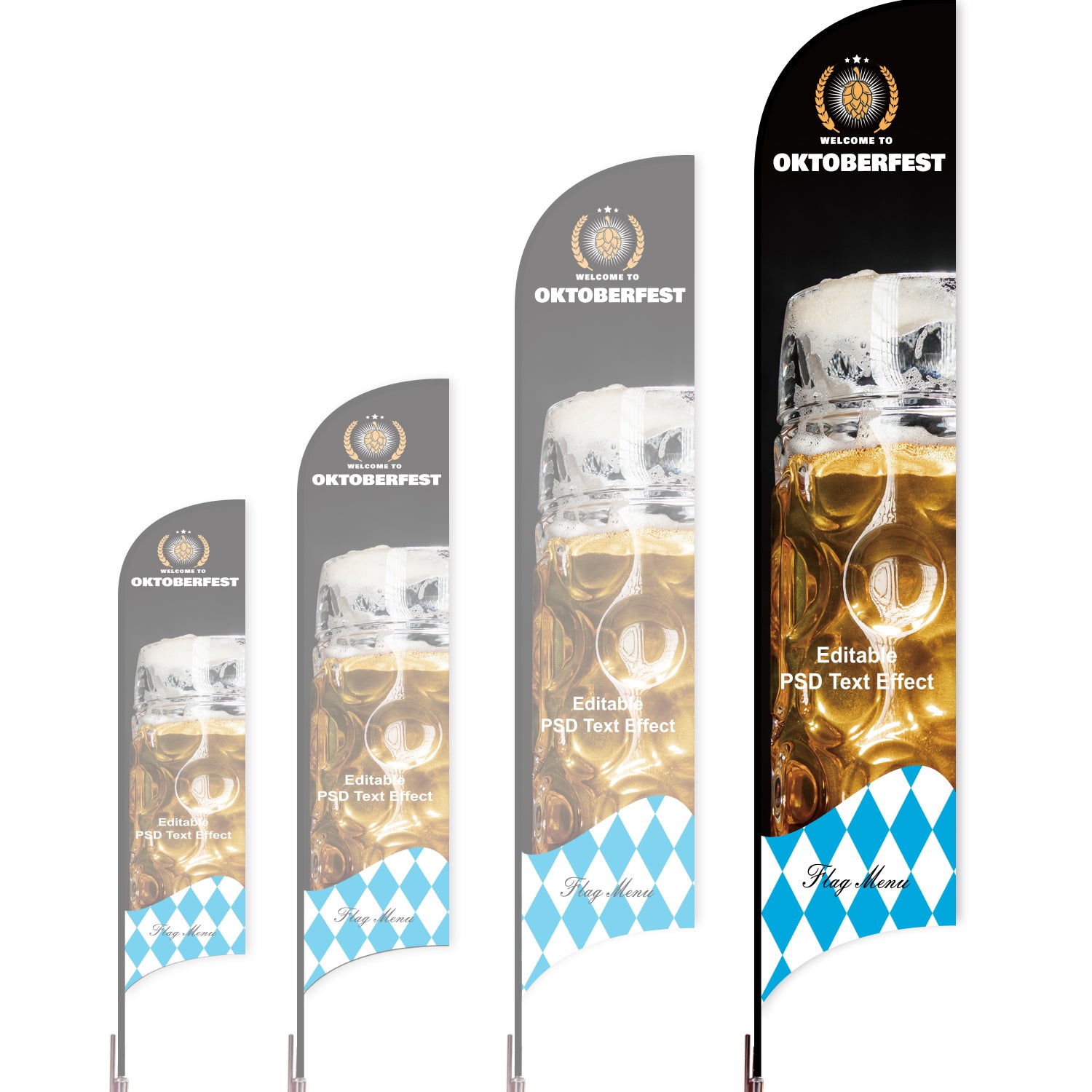 Sharkfin Flag - Doule Sided - OKTOBERFEST-XL-Editable PSD Files-Flag Menu