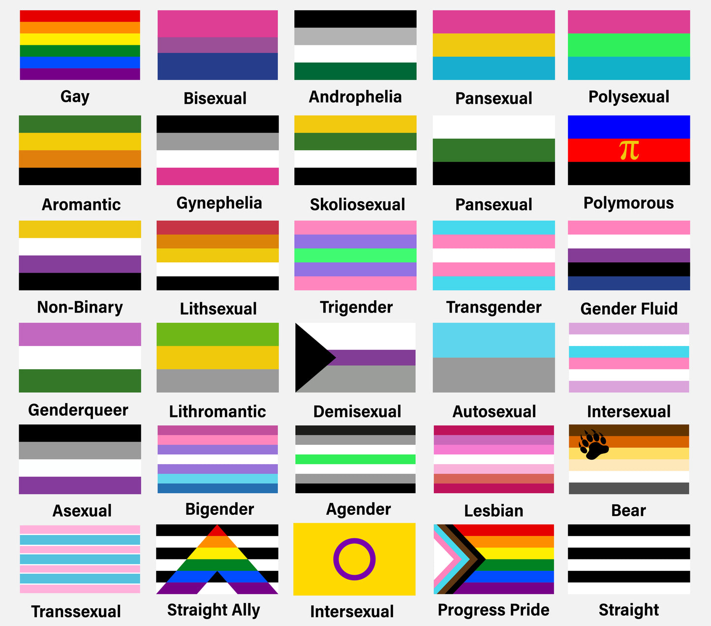 3'x5' Regular Flag - LGBT-Flag Menu-Gender Identity Pride Flagga-LGBTQ+