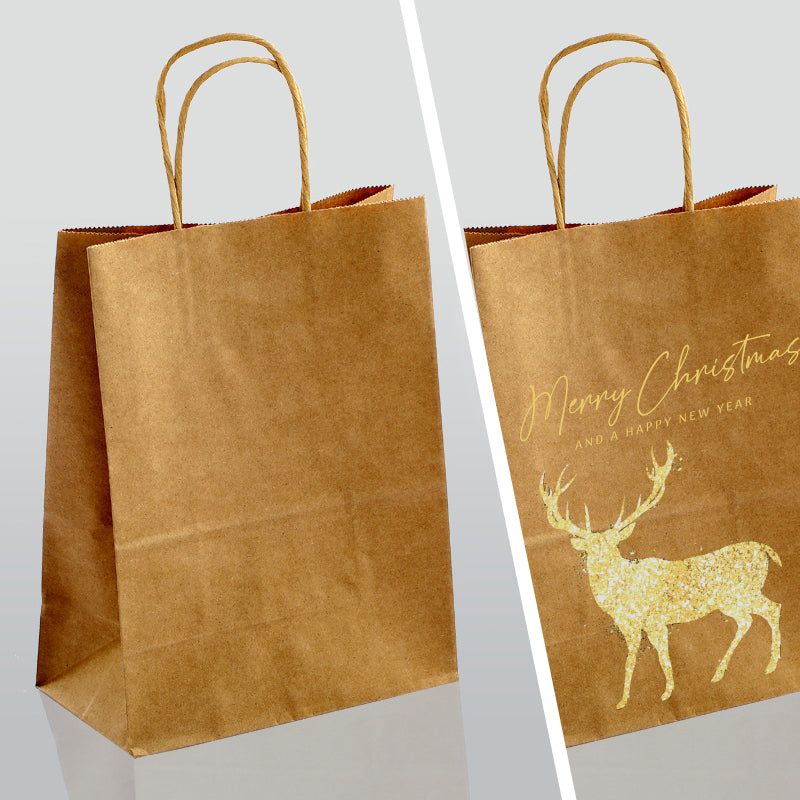 12 Packs Custom Kraft Paper Bag - Logo Printing-FlagMenu.com