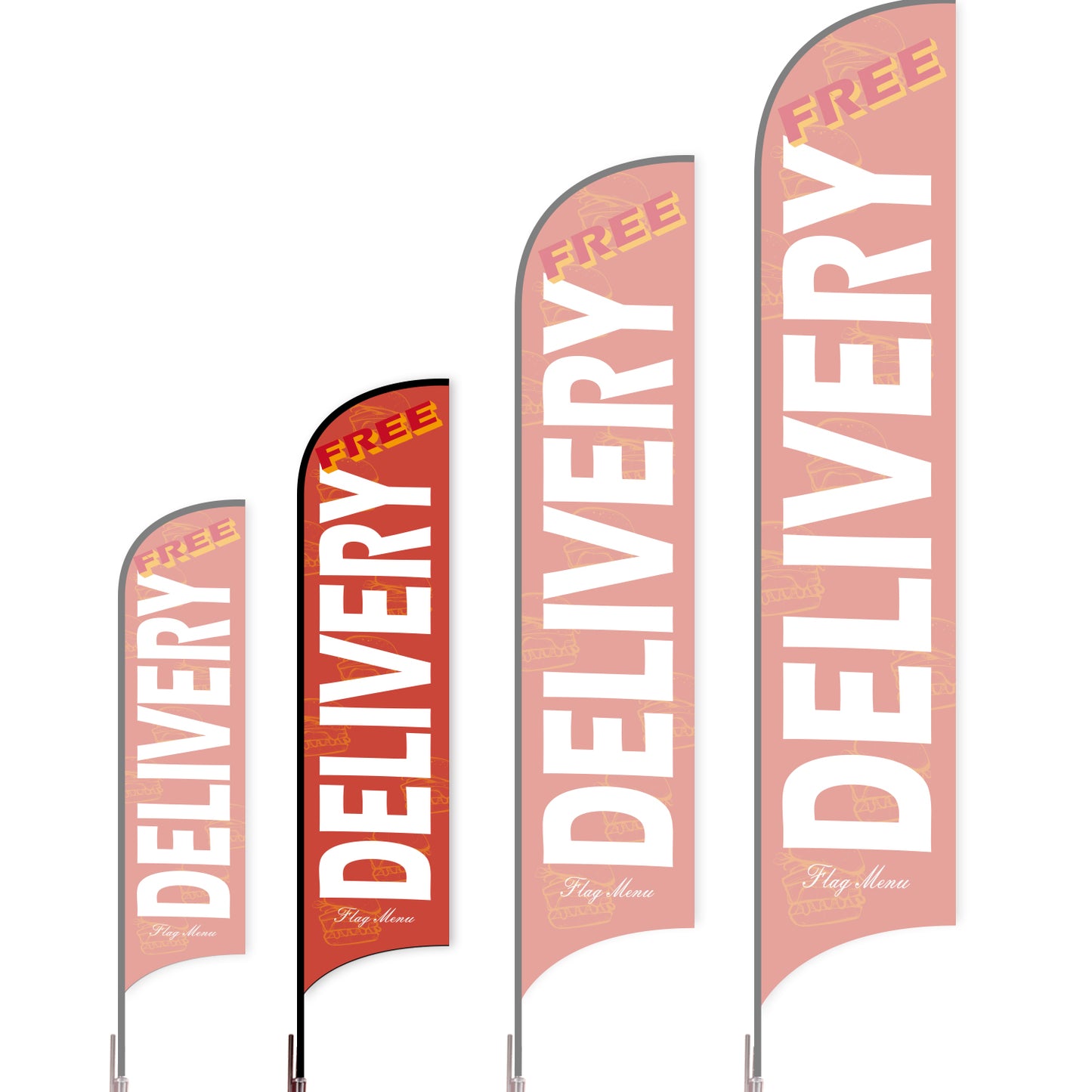 Sharkfin Flag - Doule Sided - Delivery-M-Red A-Flag Menu