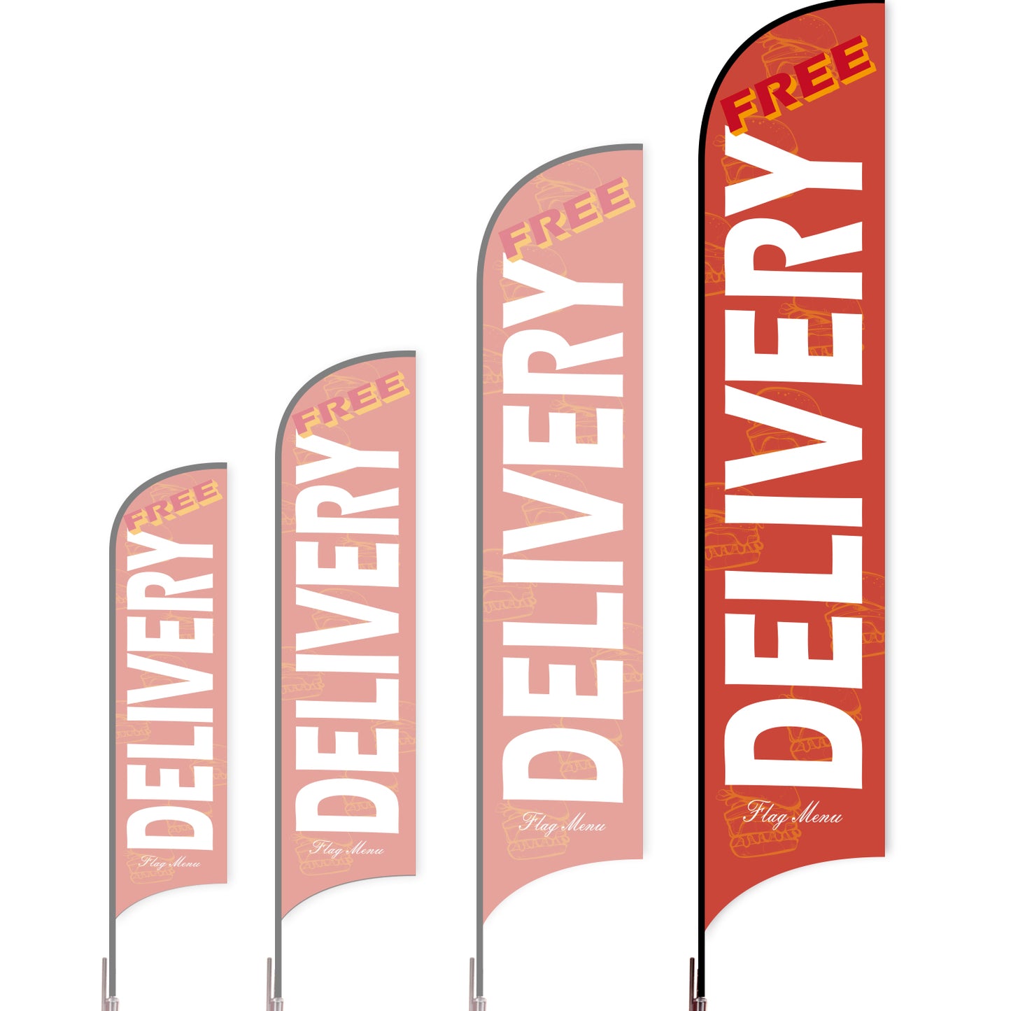 Sharkfin Flag - Doule Sided - Delivery-XL-Red A-Flag Menu