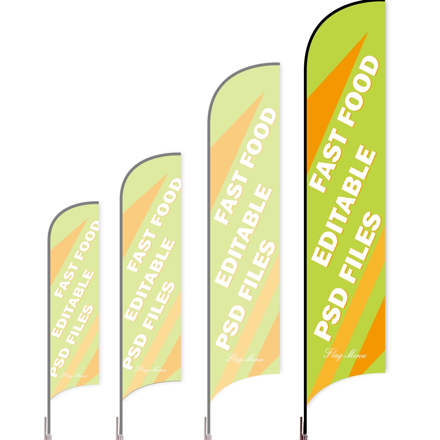 Sharkfin Flag - Doule Sided - Fastfood-XL-Green A-Flag Menu