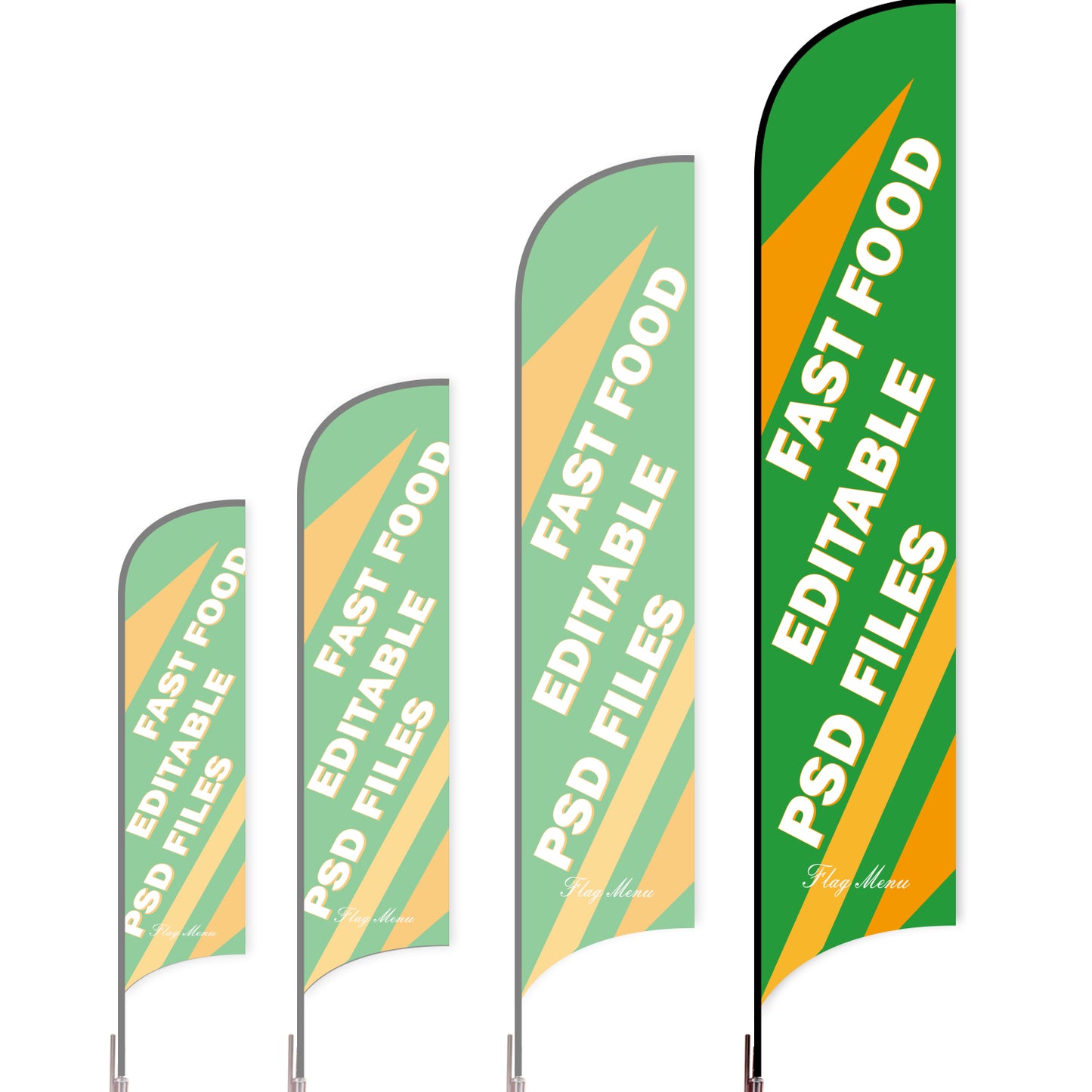 Sharkfin Flag - Doule Sided - Fastfood-XL-Green B-Flag Menu
