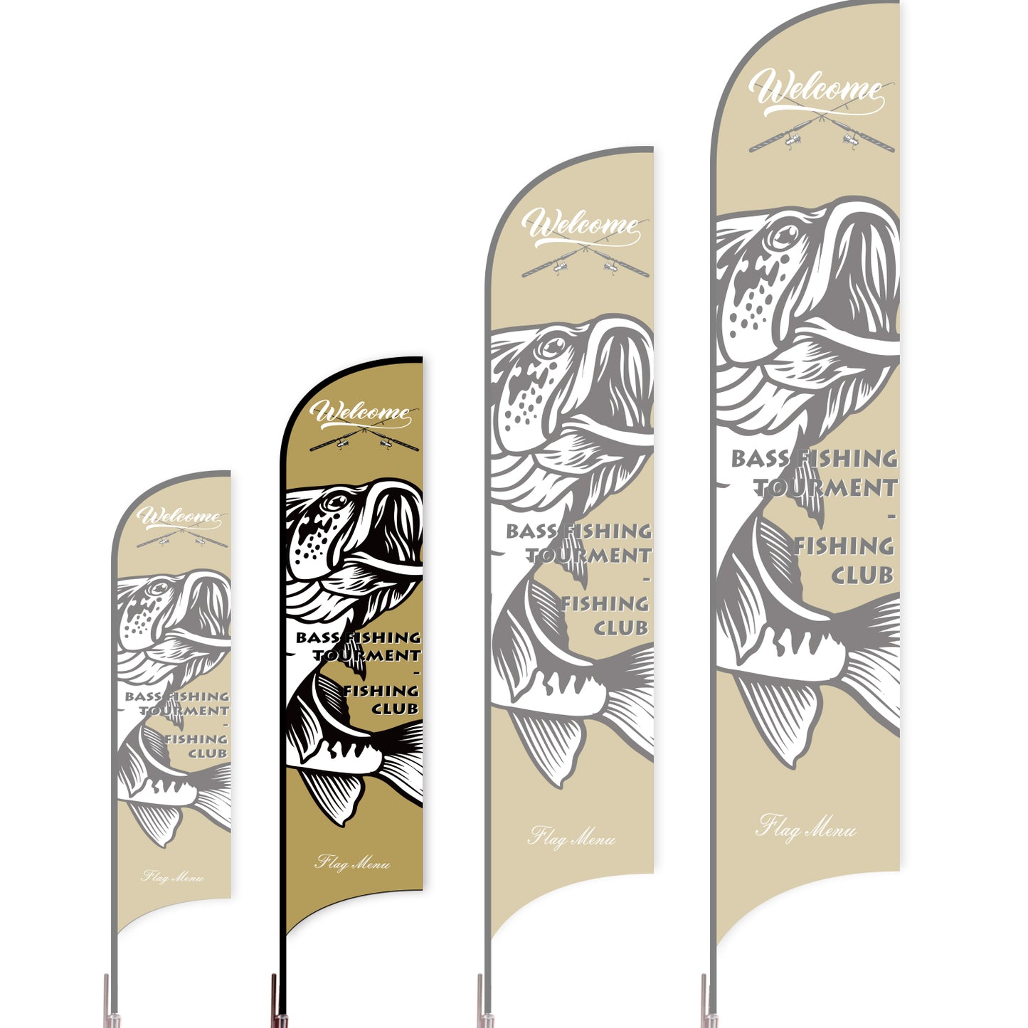 Sharkfin Flag - Doule Sided - Fishing-M-Brown A-Flag Menu
