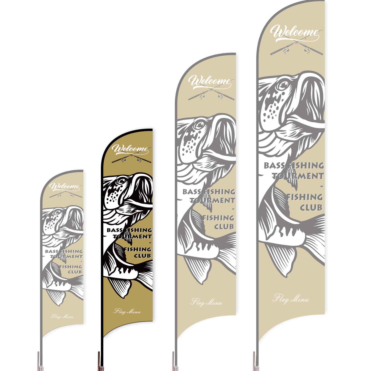 Sharkfin Flag - Doule Sided - Fishing-M-Brown A-Flag Menu