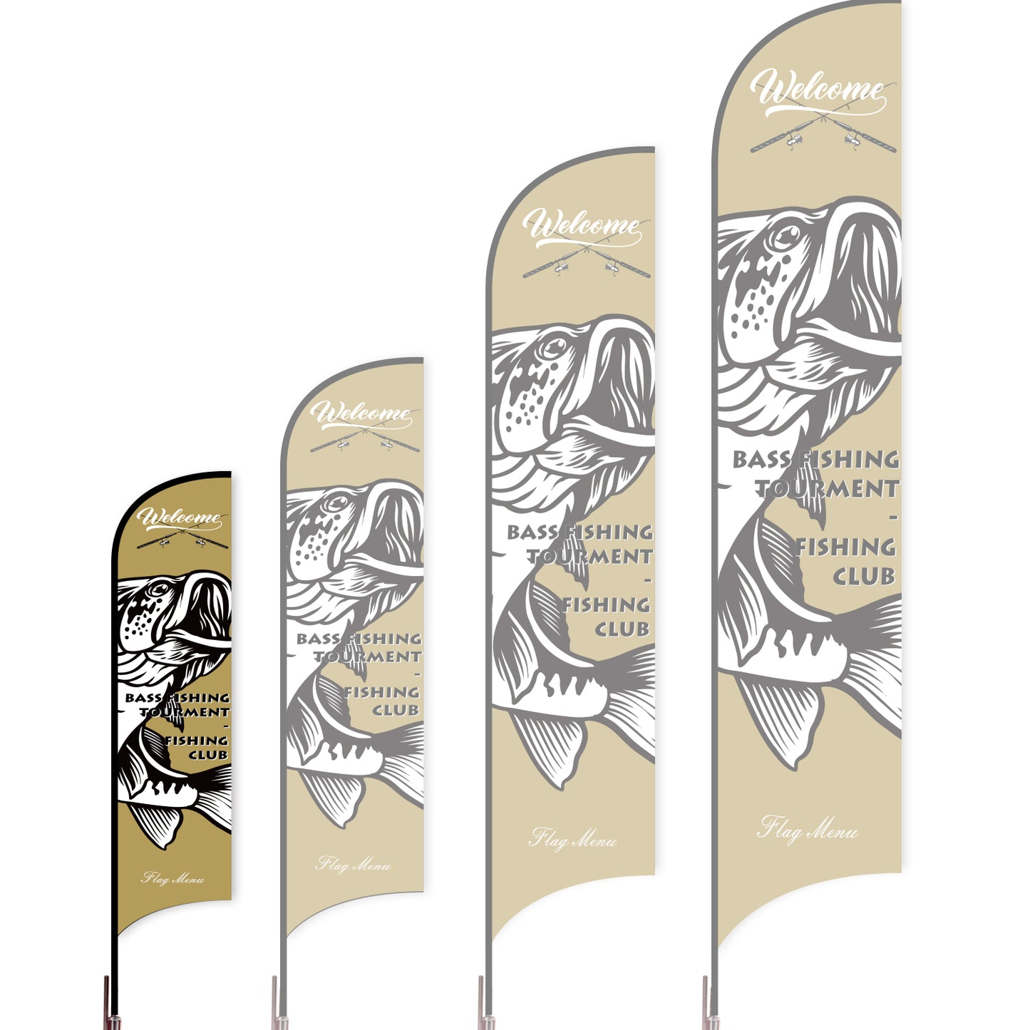 Sharkfin Flag - Doule Sided - Fishing-S-Brown A-Flag Menu