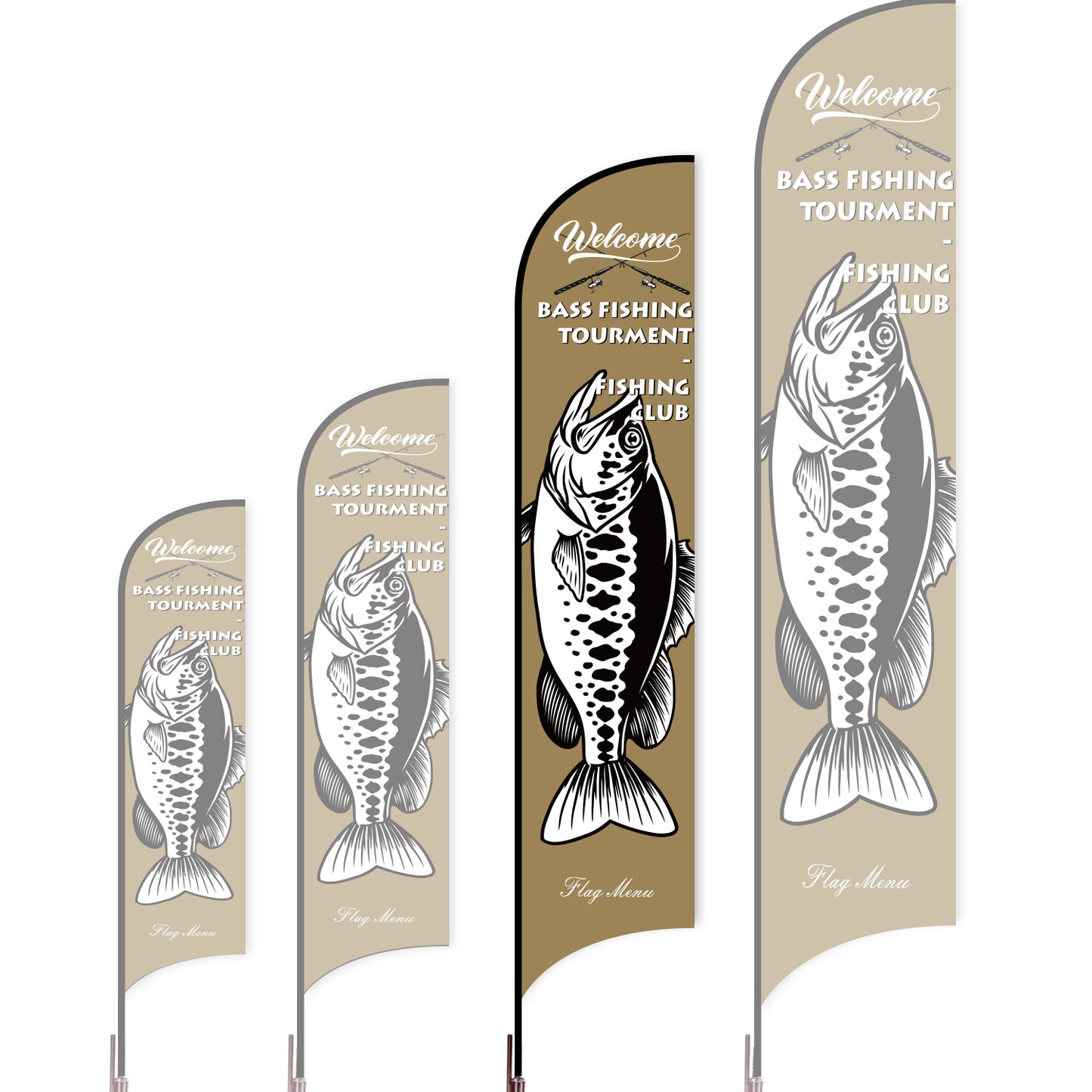 Sharkfin Flag - Doule Sided - Fishing-L(Suggestion)-Brown B-Flag Menu