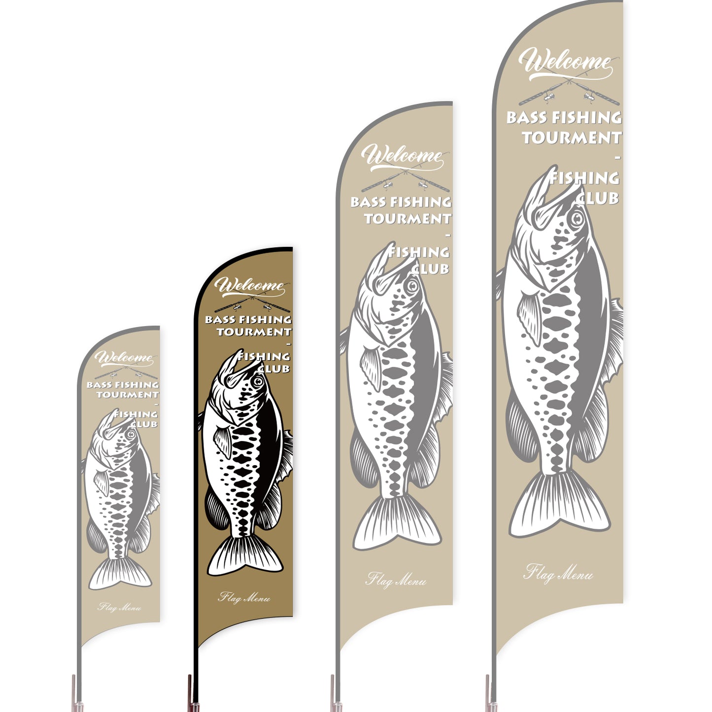 Sharkfin Flag - Doule Sided - Fishing-M-Brown B-Flag Menu
