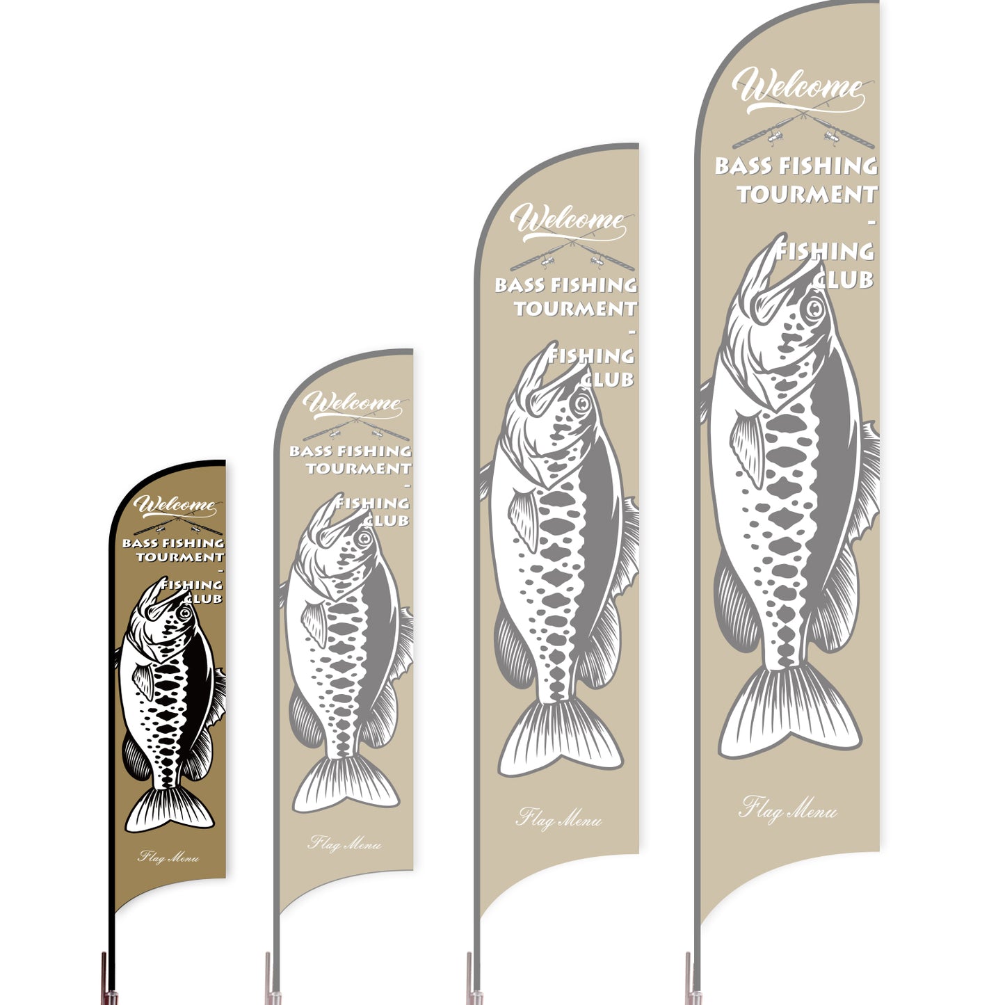Sharkfin Flag - Doule Sided - Fishing-S-Brown B-Flag Menu
