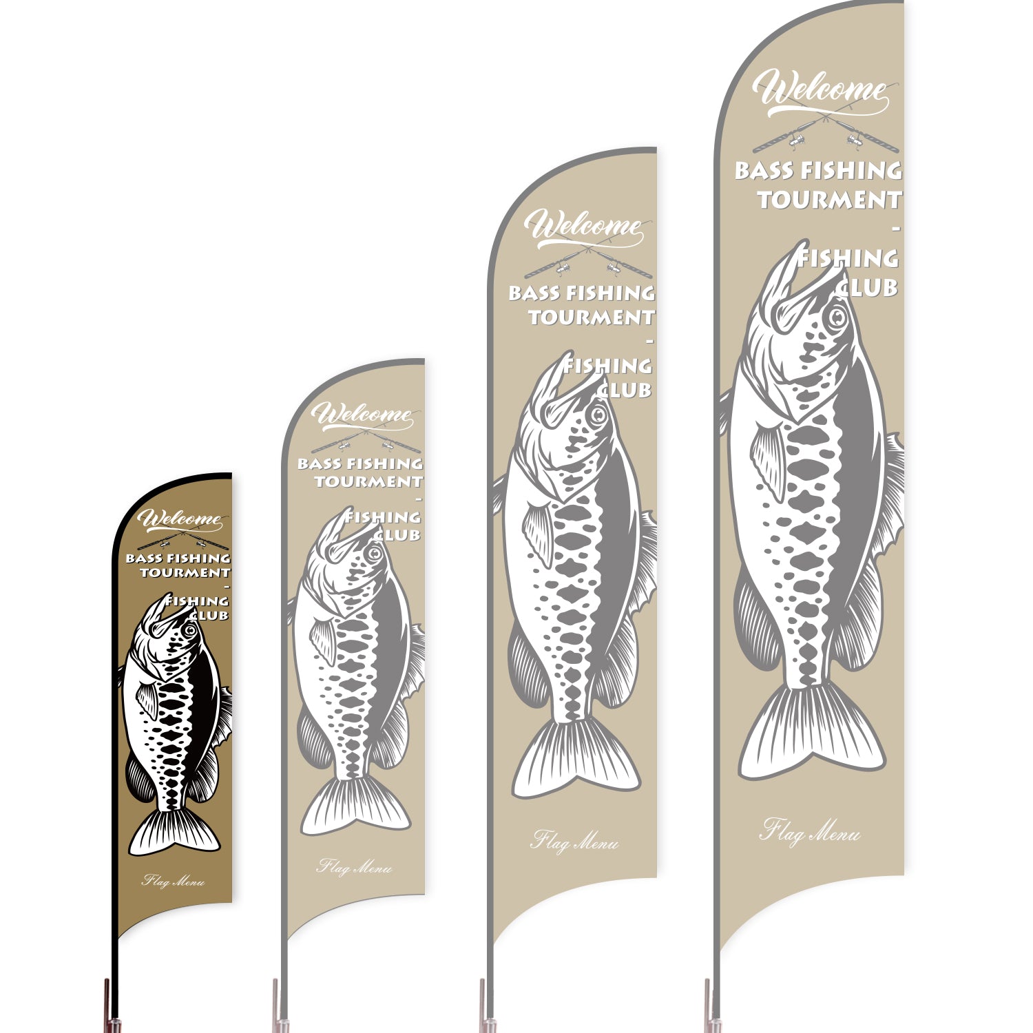 Sharkfin Flag - Doule Sided - Fishing-S-Brown B-Flag Menu