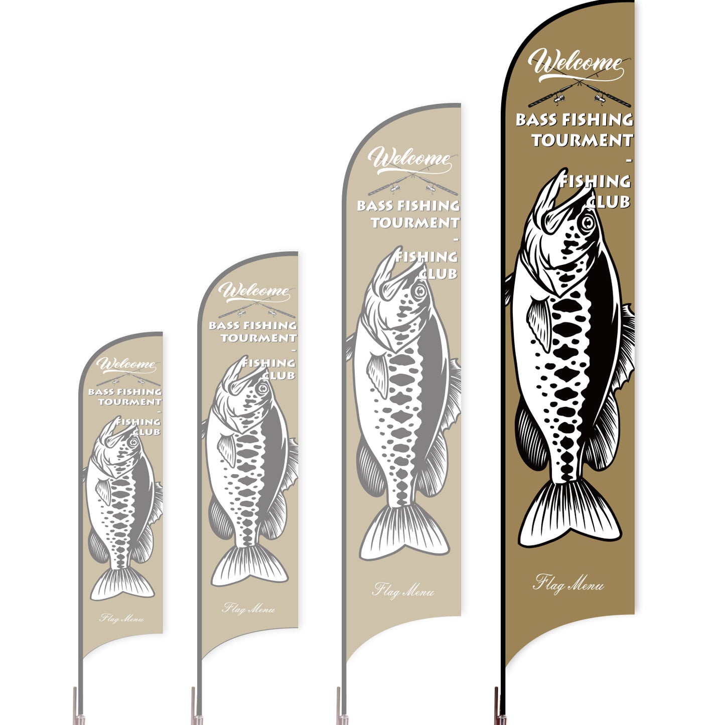 Sharkfin Flag - Doule Sided - Fishing-XL-Brown B-Flag Menu