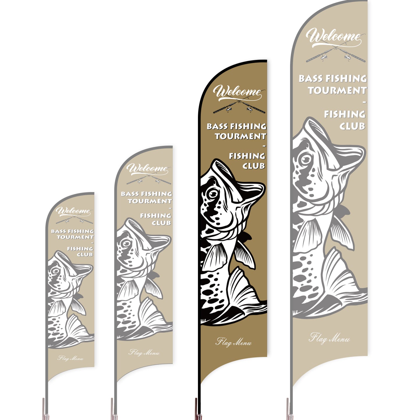 Sharkfin Flag - Doule Sided - Fishing-L(Suggestion)-Brown C-Flag Menu