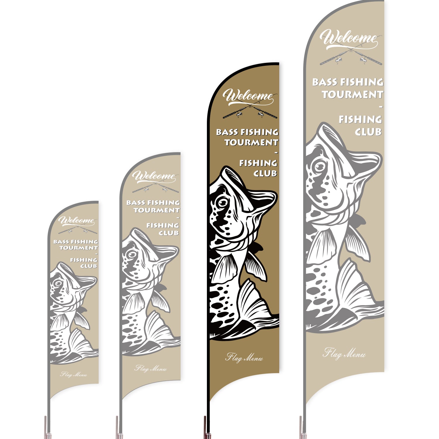 Sharkfin Flag - Doule Sided - Fishing-L(Suggestion)-Brown C-Flag Menu