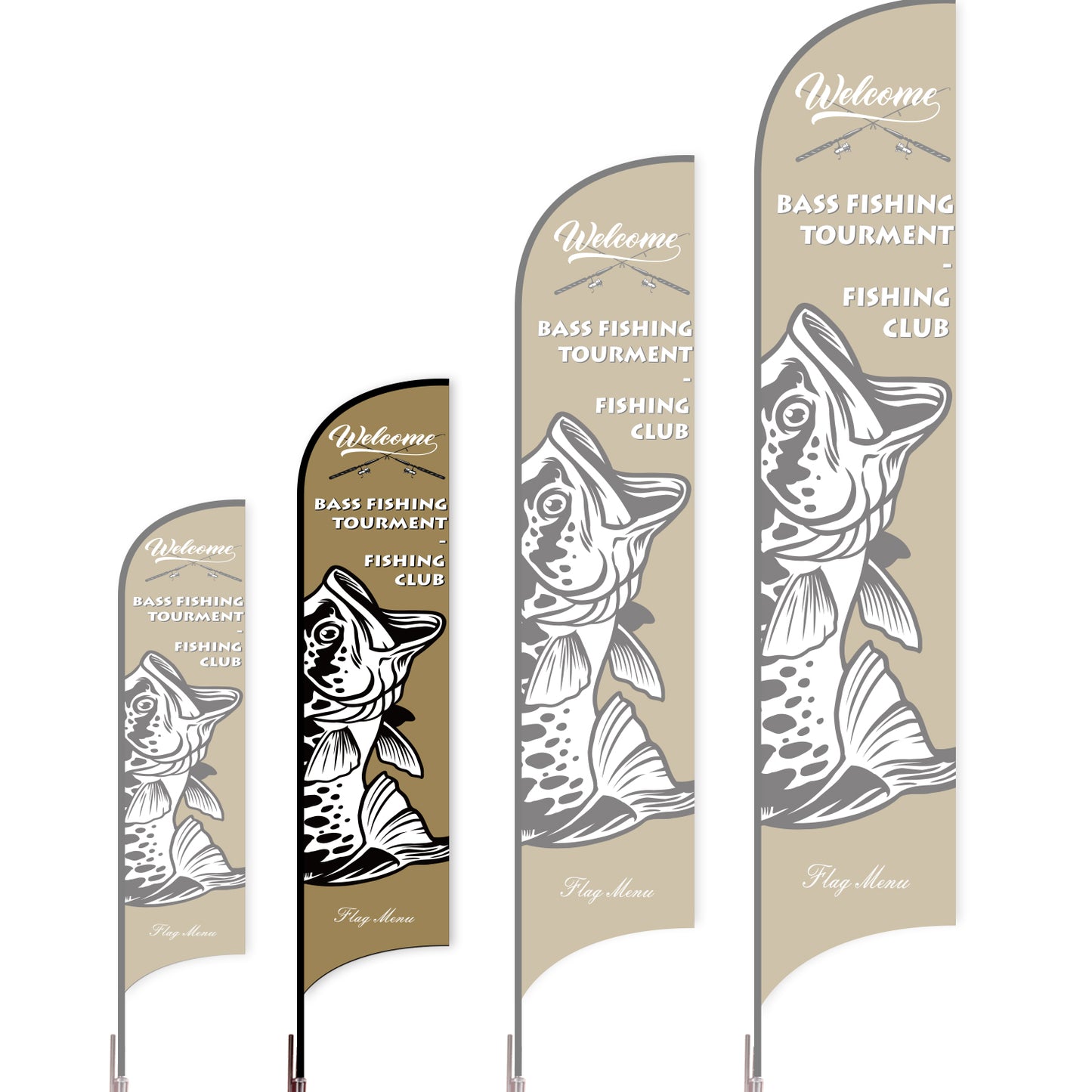 Sharkfin Flag - Doule Sided - Fishing-M-Brown C-Flag Menu