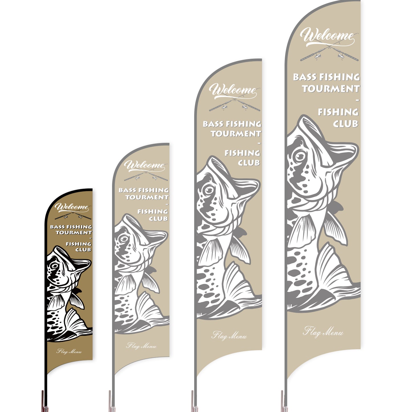 Sharkfin Flag - Doule Sided - Fishing-S-Brown C-Flag Menu