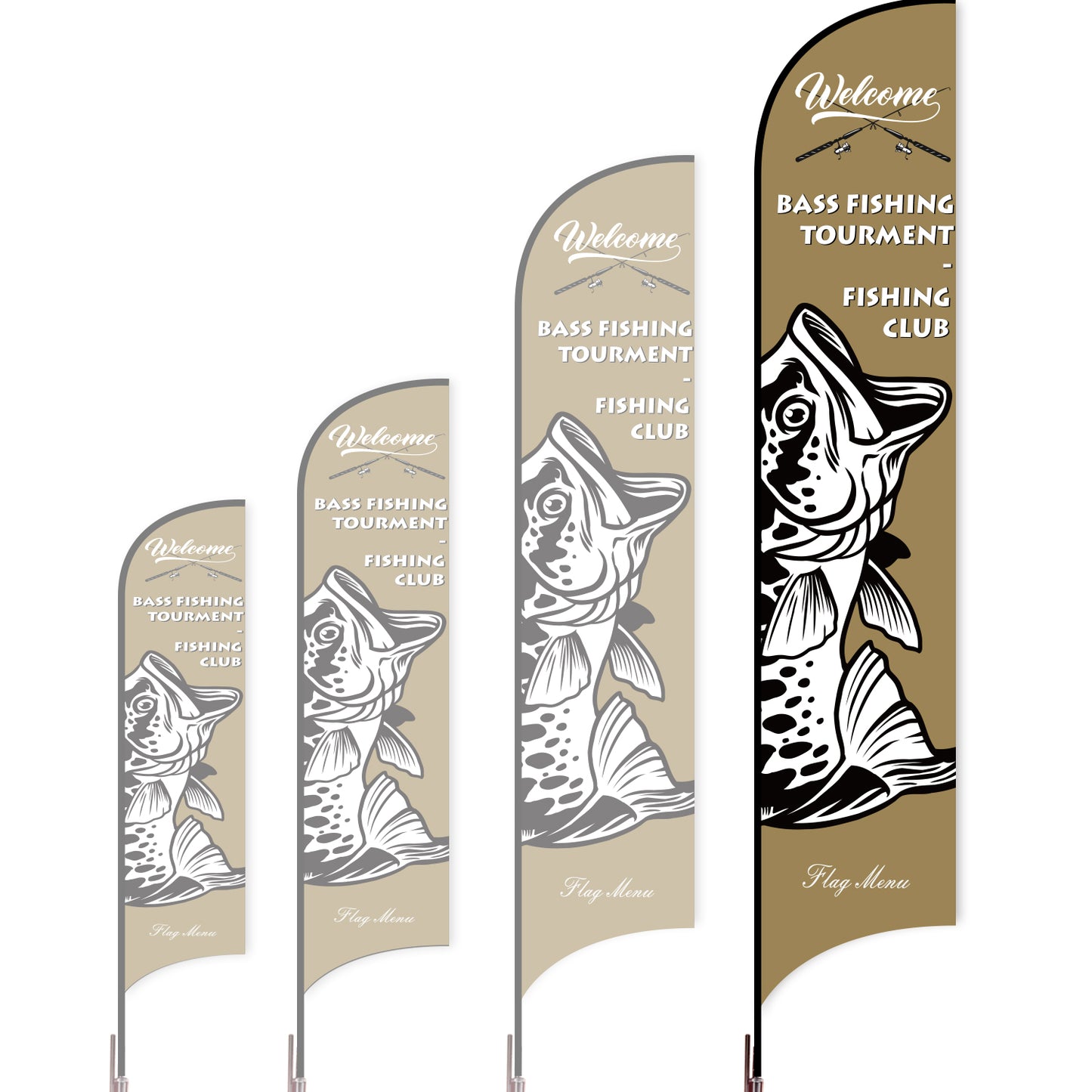 Sharkfin Flag - Doule Sided - Fishing-XL-Brown C-Flag Menu