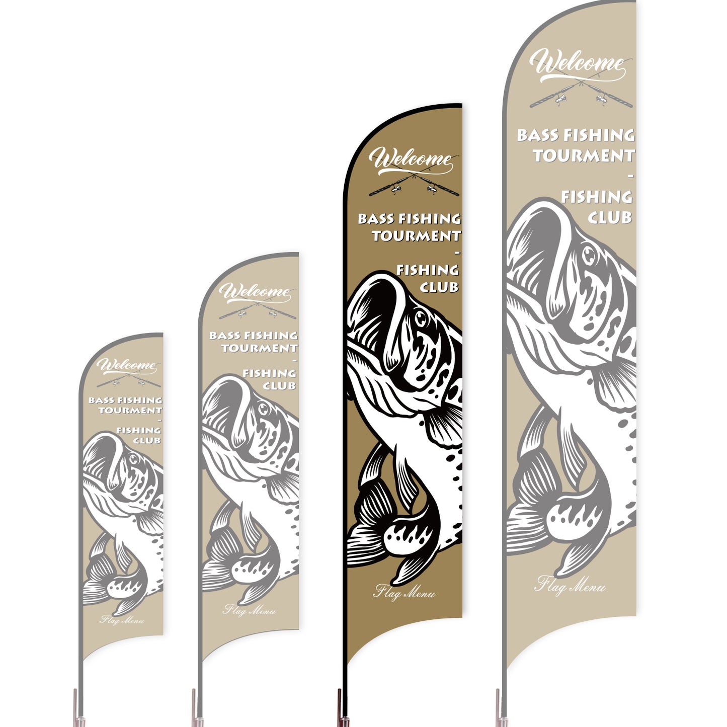 Sharkfin Flag - Doule Sided - Fishing-L(Suggestion)-Brown D-Flag Menu