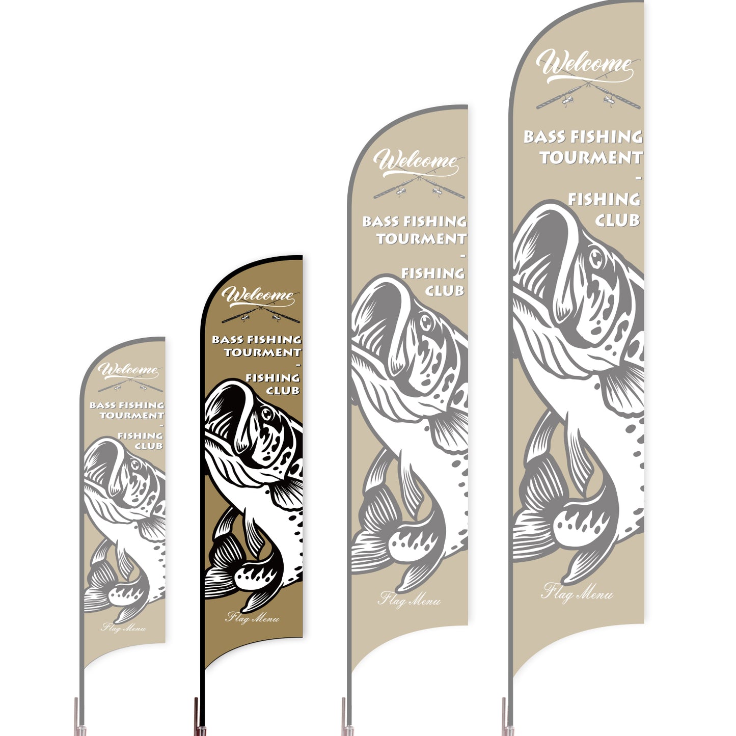Sharkfin Flag - Doule Sided - Fishing-M-Brown D-Flag Menu