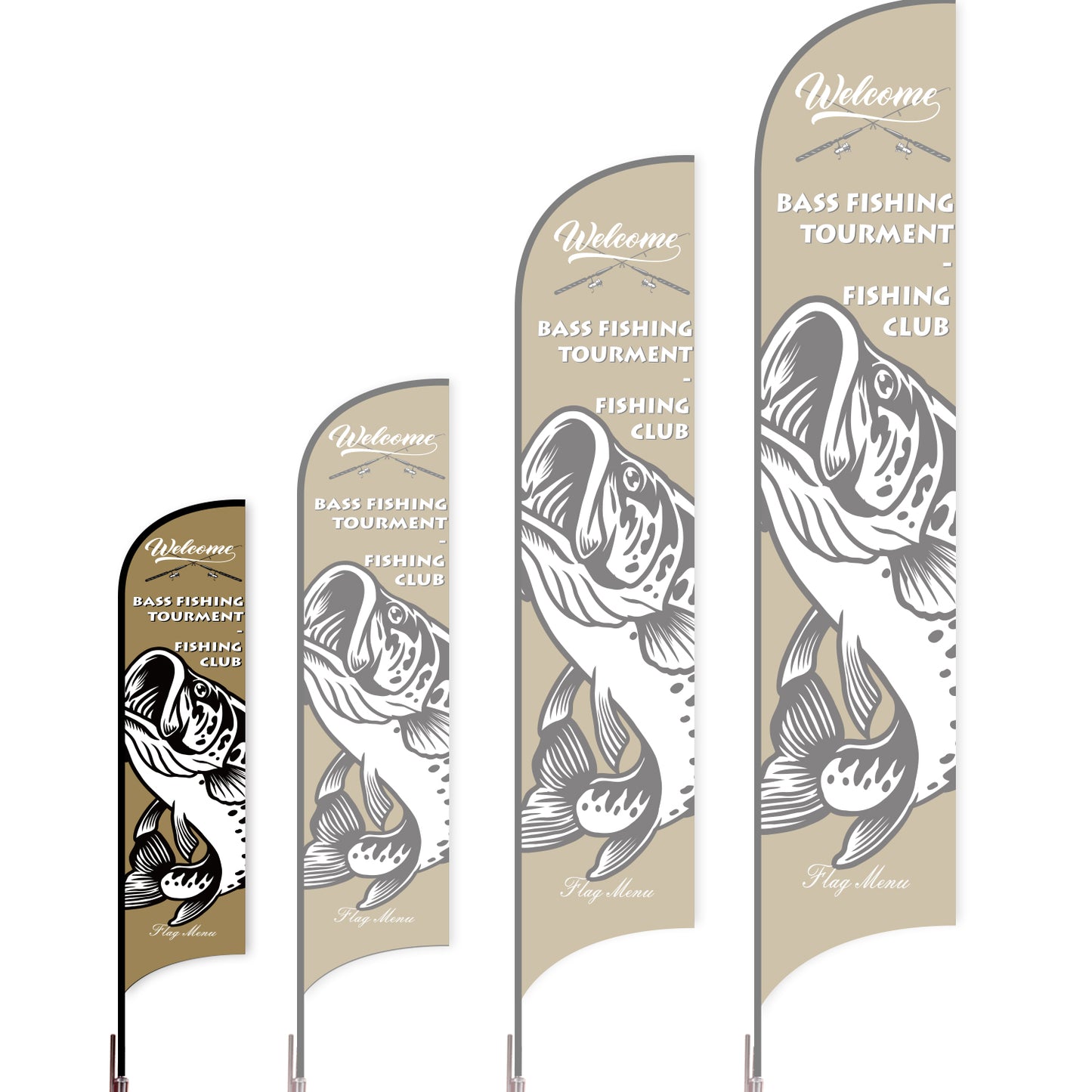 Sharkfin Flag - Doule Sided - Fishing-S-Brown D-Flag Menu