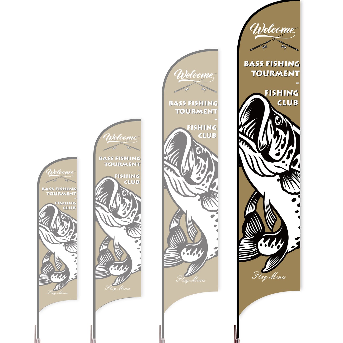 Sharkfin Flag - Doule Sided - Fishing-XL-Brown D-Flag Menu