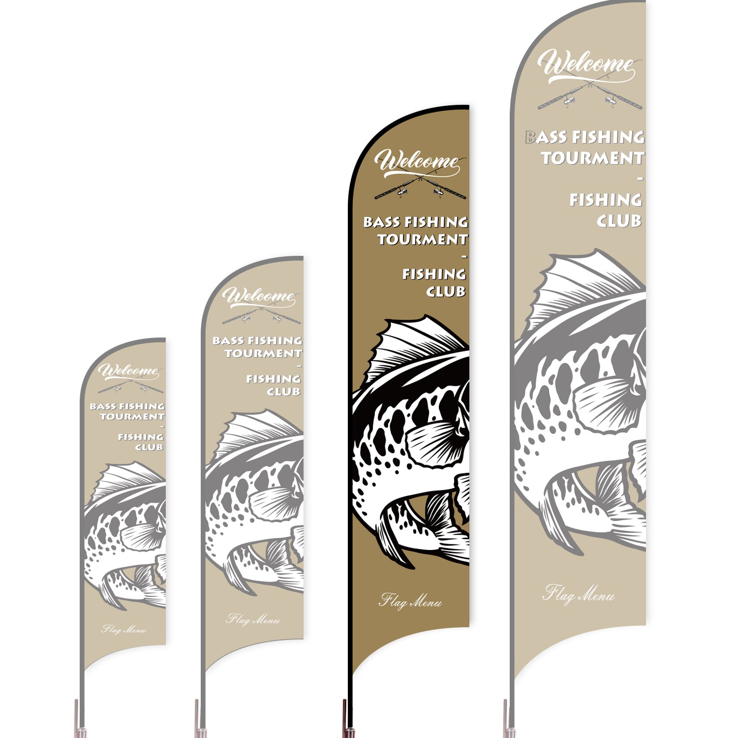 Sharkfin Flag - Doule Sided - Fishing-L(Suggestion)-Brown E-Flag Menu