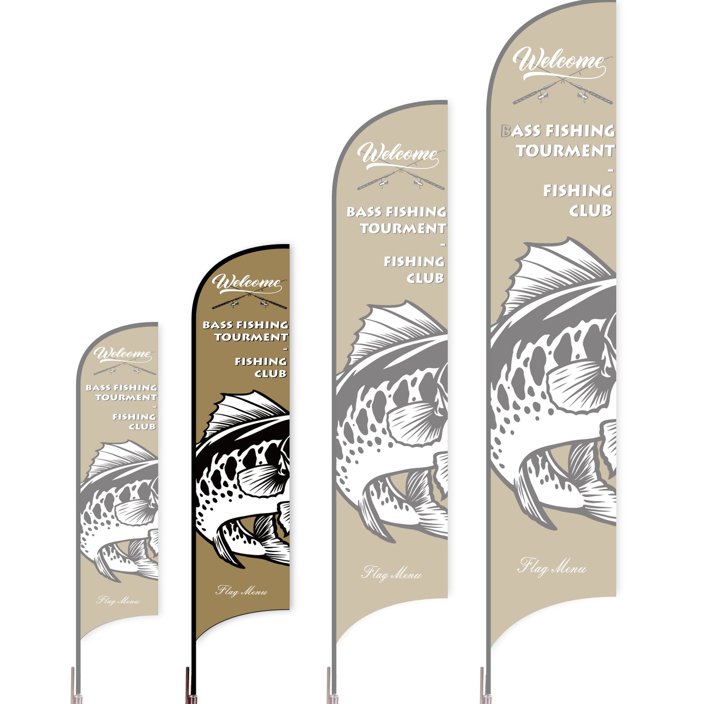 Sharkfin Flag - Doule Sided - Fishing-M-Brown E-Flag Menu