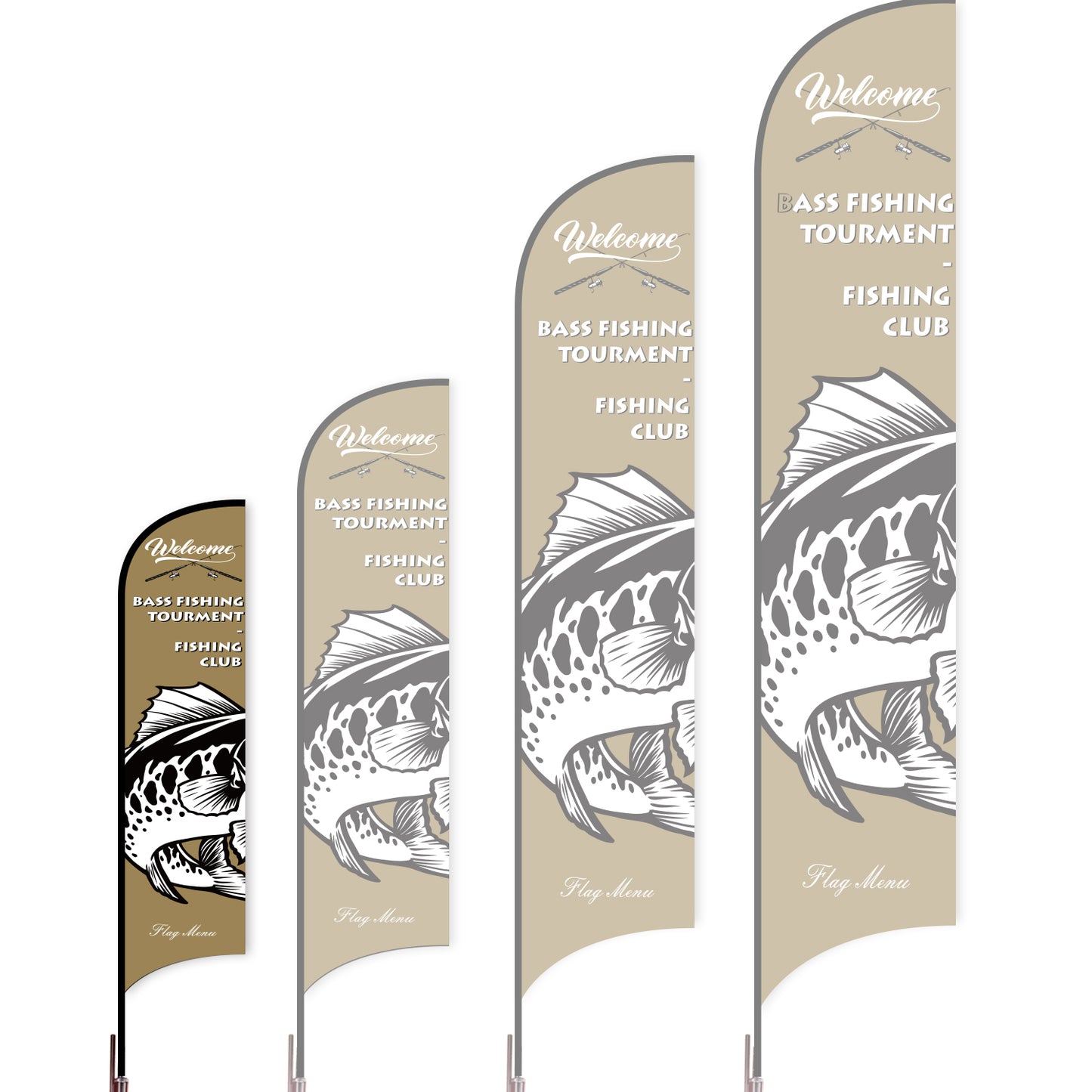 Sharkfin Flag - Doule Sided - Fishing-S-Brown E-Flag Menu