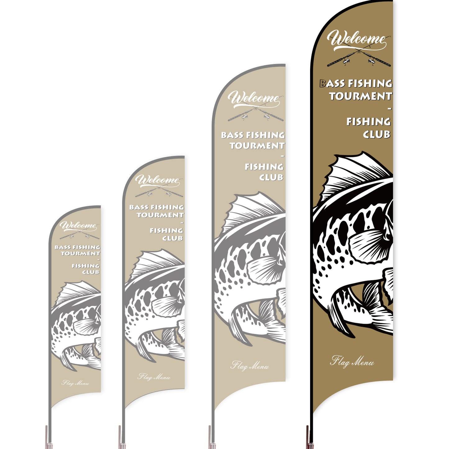 Sharkfin Flag - Doule Sided - Fishing-XL-Brown E-Flag Menu