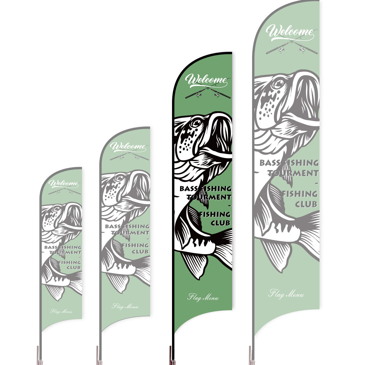 Sharkfin Flag - Doule Sided - Fishing-L(Suggestion)-Green A-Flag Menu