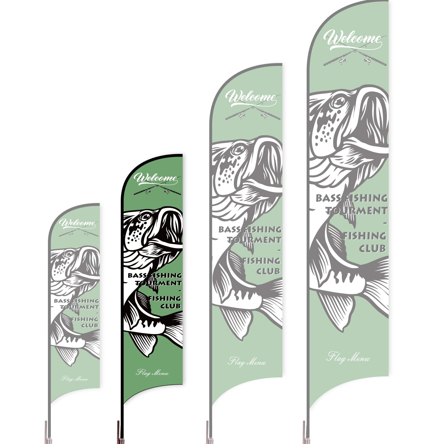 Sharkfin Flag - Doule Sided - Fishing-M-Green A-Flag Menu