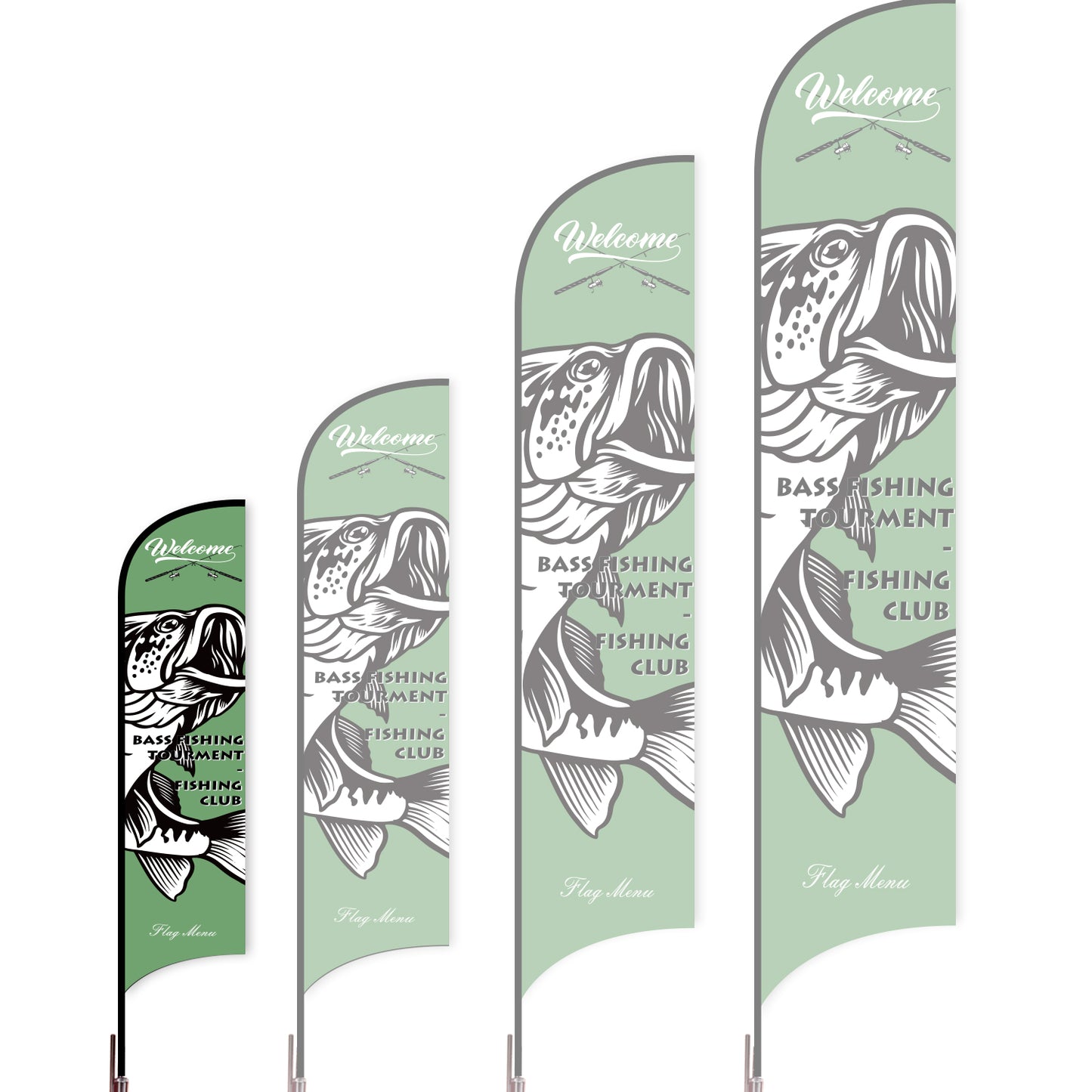 Sharkfin Flag - Doule Sided - Fishing-S-Green A-Flag Menu
