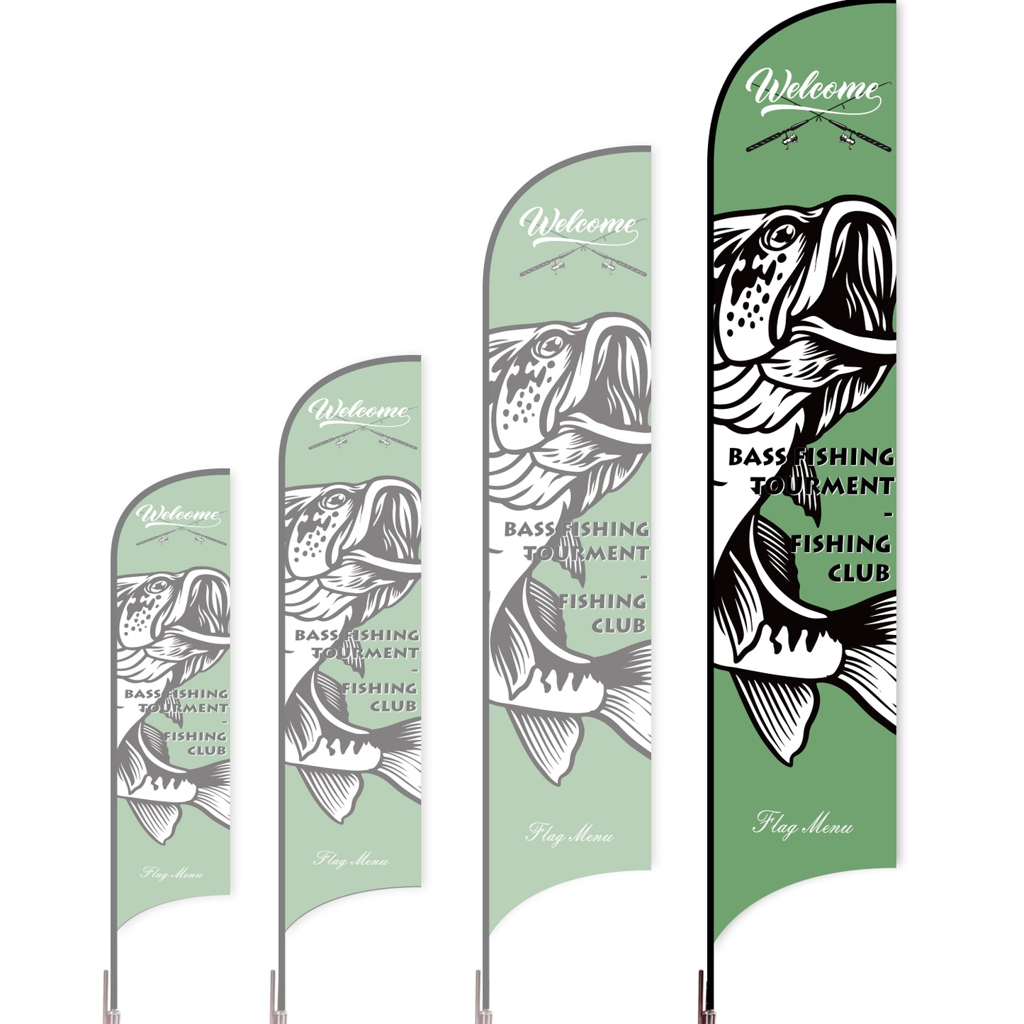 Sharkfin Flag - Doule Sided - Fishing-XL-Green A-Flag Menu