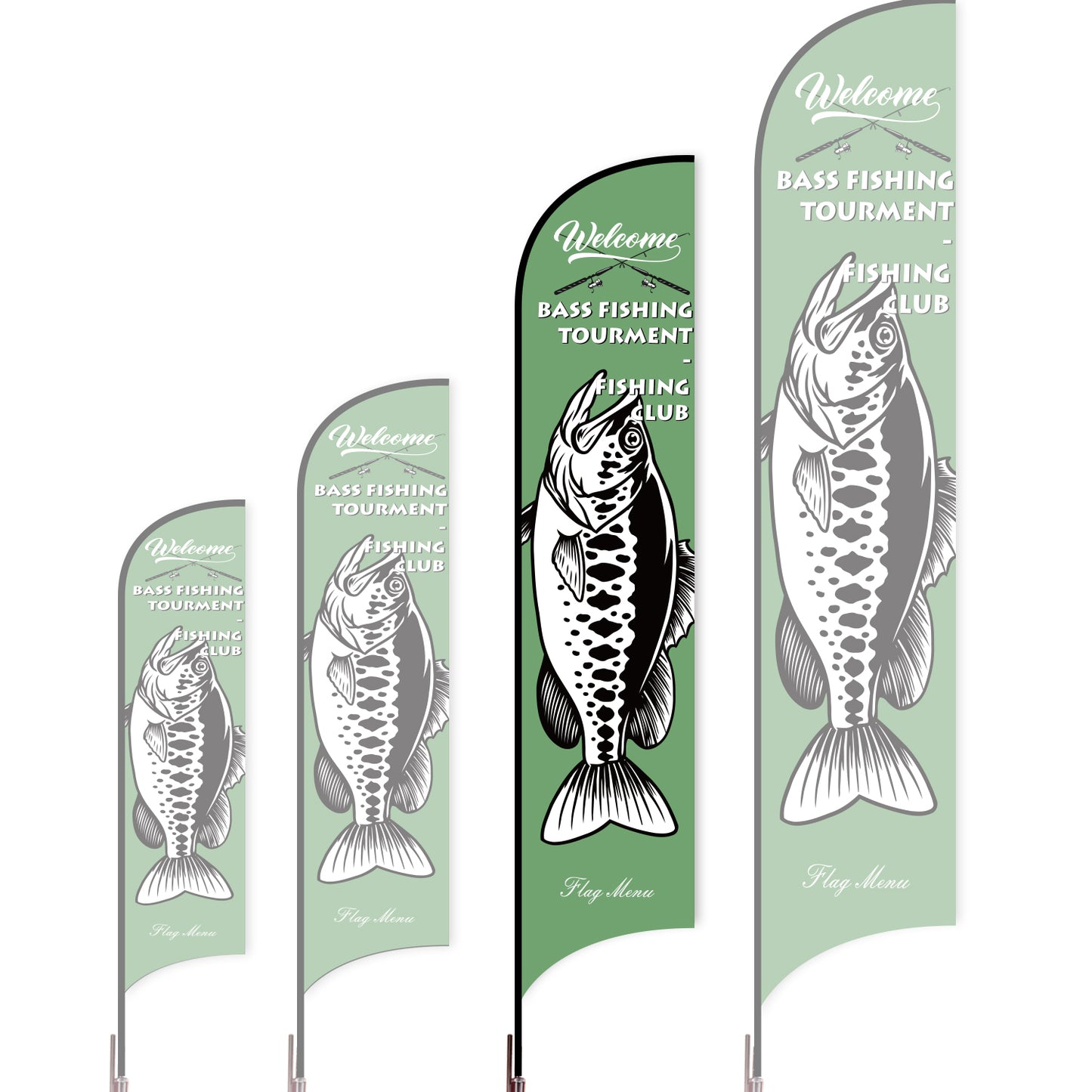 Sharkfin Flag - Doule Sided - Fishing-L(Suggestion)-Green B-Flag Menu